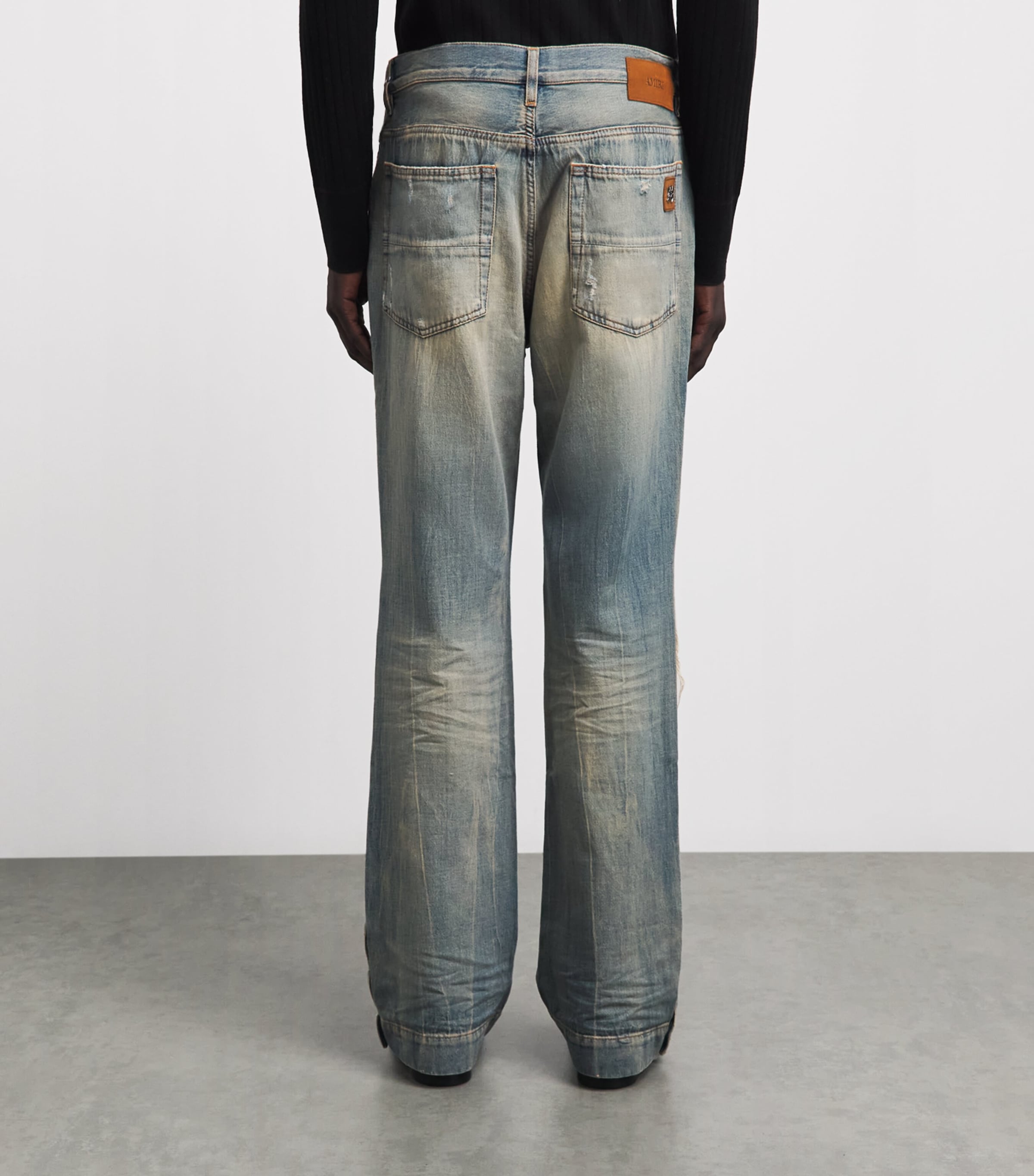 AMIRI Mens Ripped Repair MX1 Straight Jeans Laurel Fade Image 5