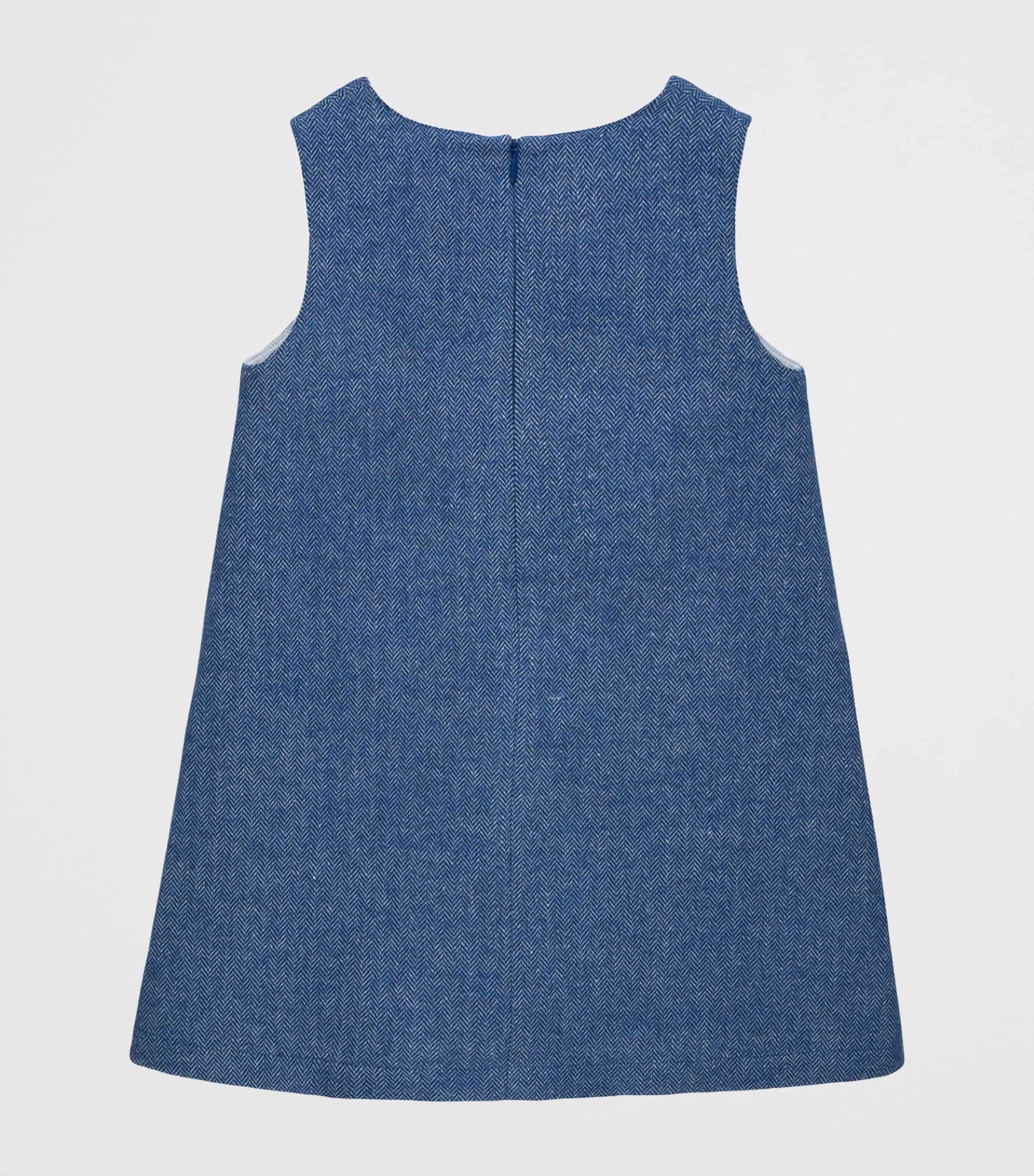 Trotters Herringbone Georgina Dress (2-5 Years) Blue Image 2