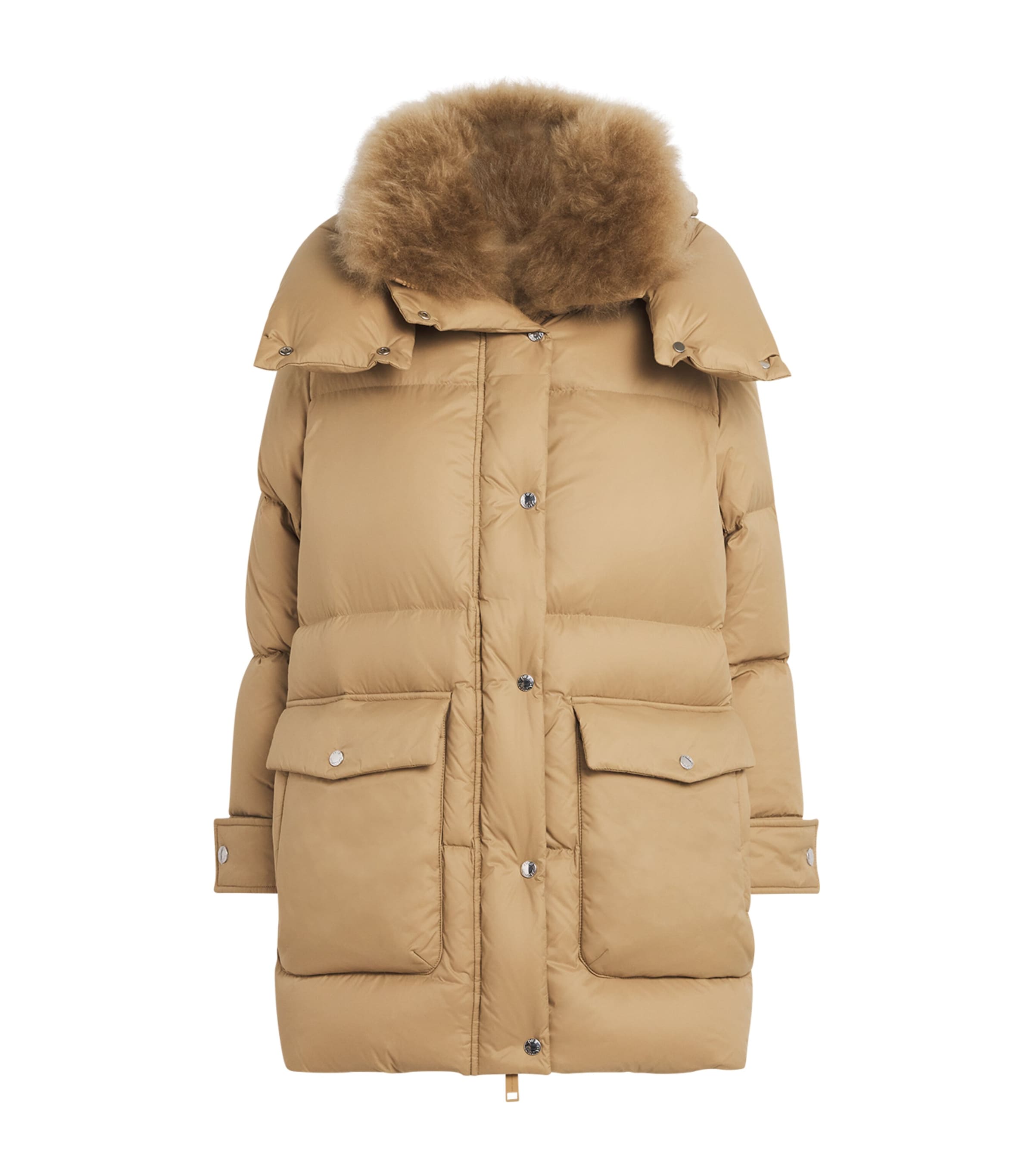 Yves Salomon Down-fur Technical Puffer Jacket In Brown