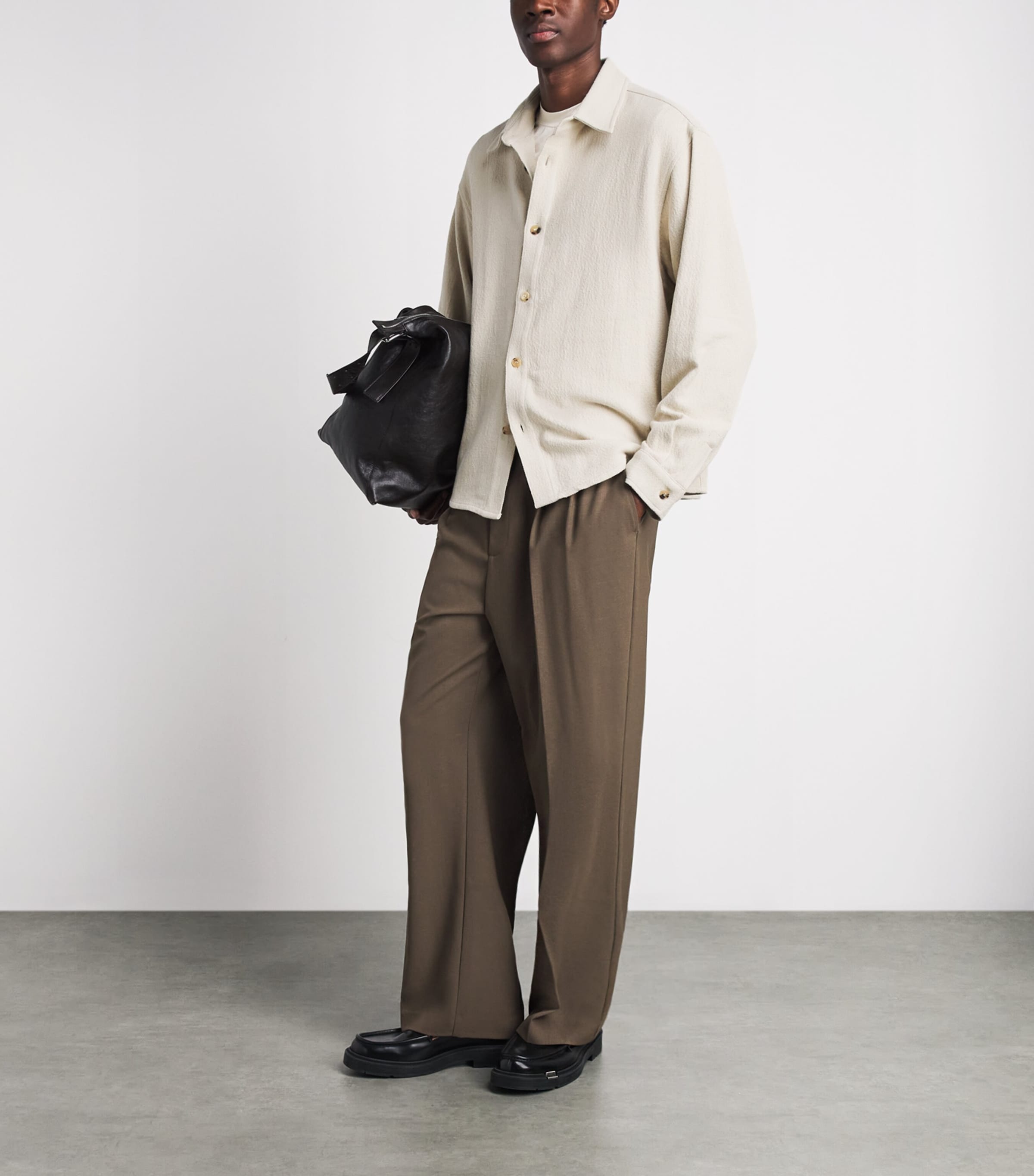 FRAME Mens Textured Overshirt Wrmc Warm Cream Image 2