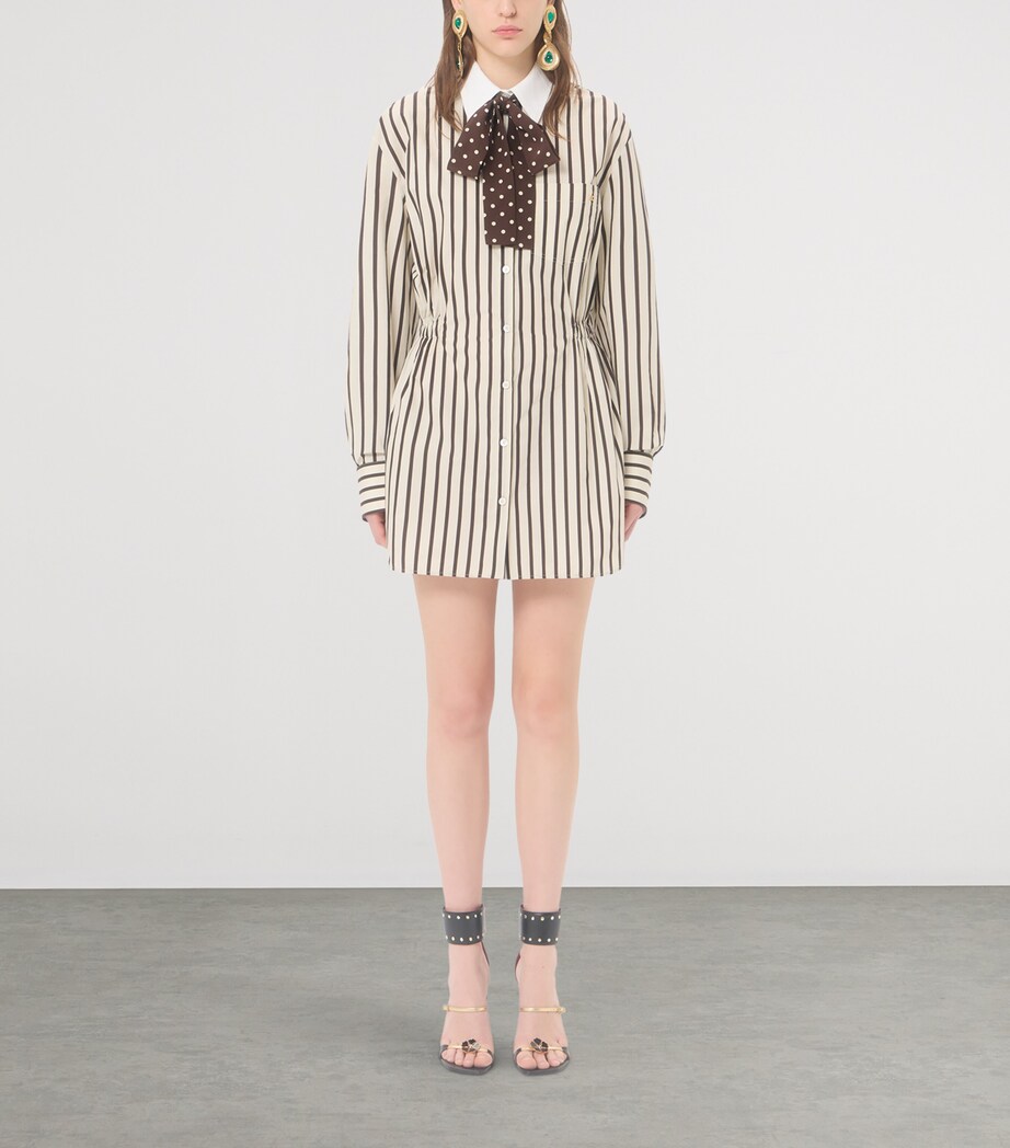Valentino Womens Cotton Stripe Mini Shirt Dress Image 3