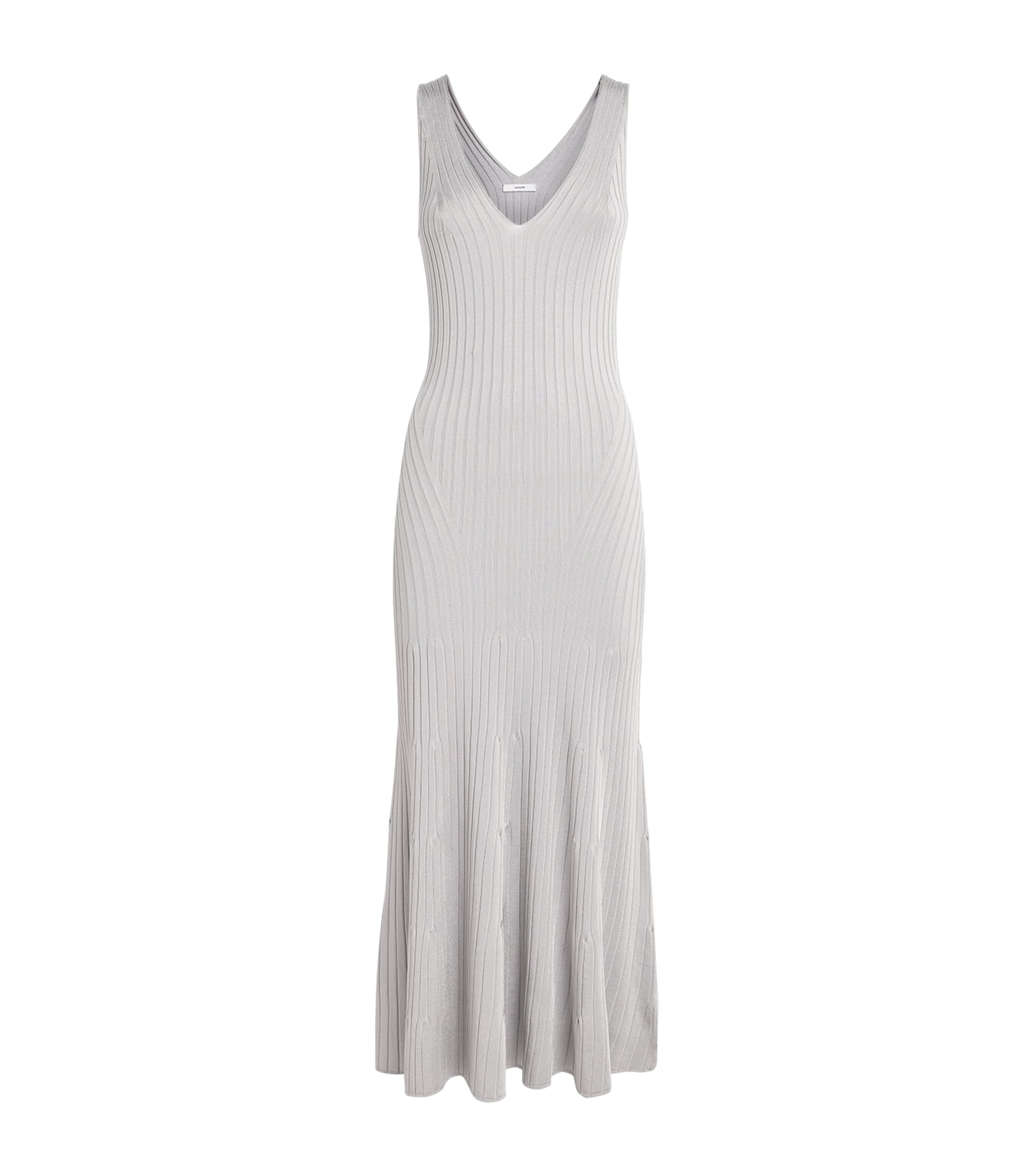 Adam Lippes Womens Rib-Knit Midi Dress Silver Image 1