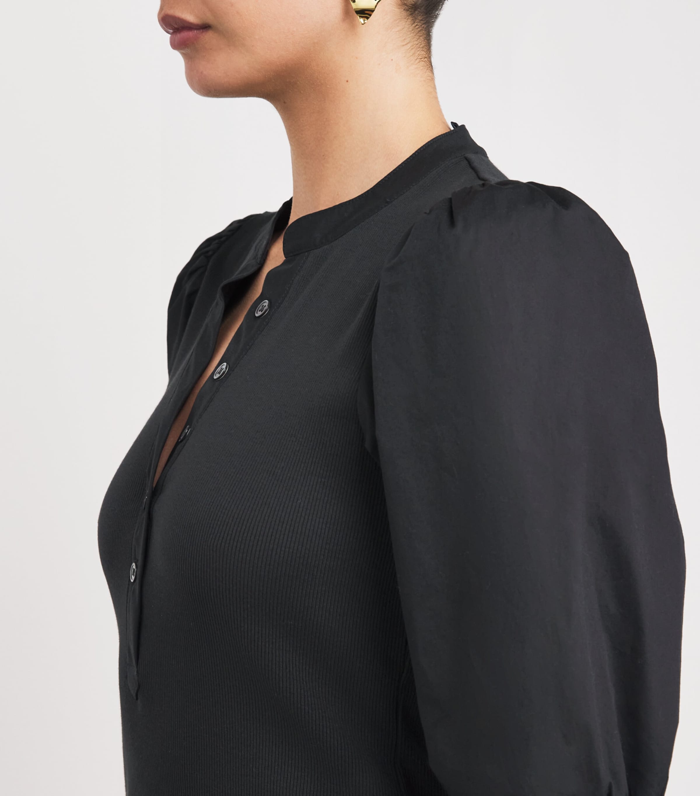 Puff-Sleeve Coralee Top BLACK Image 6