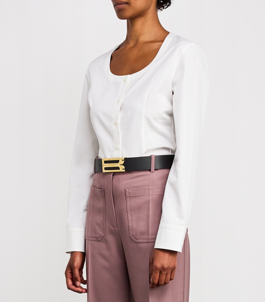 Grained Leather Jumbo B-Buckle Belt 1 BLACK Image 3