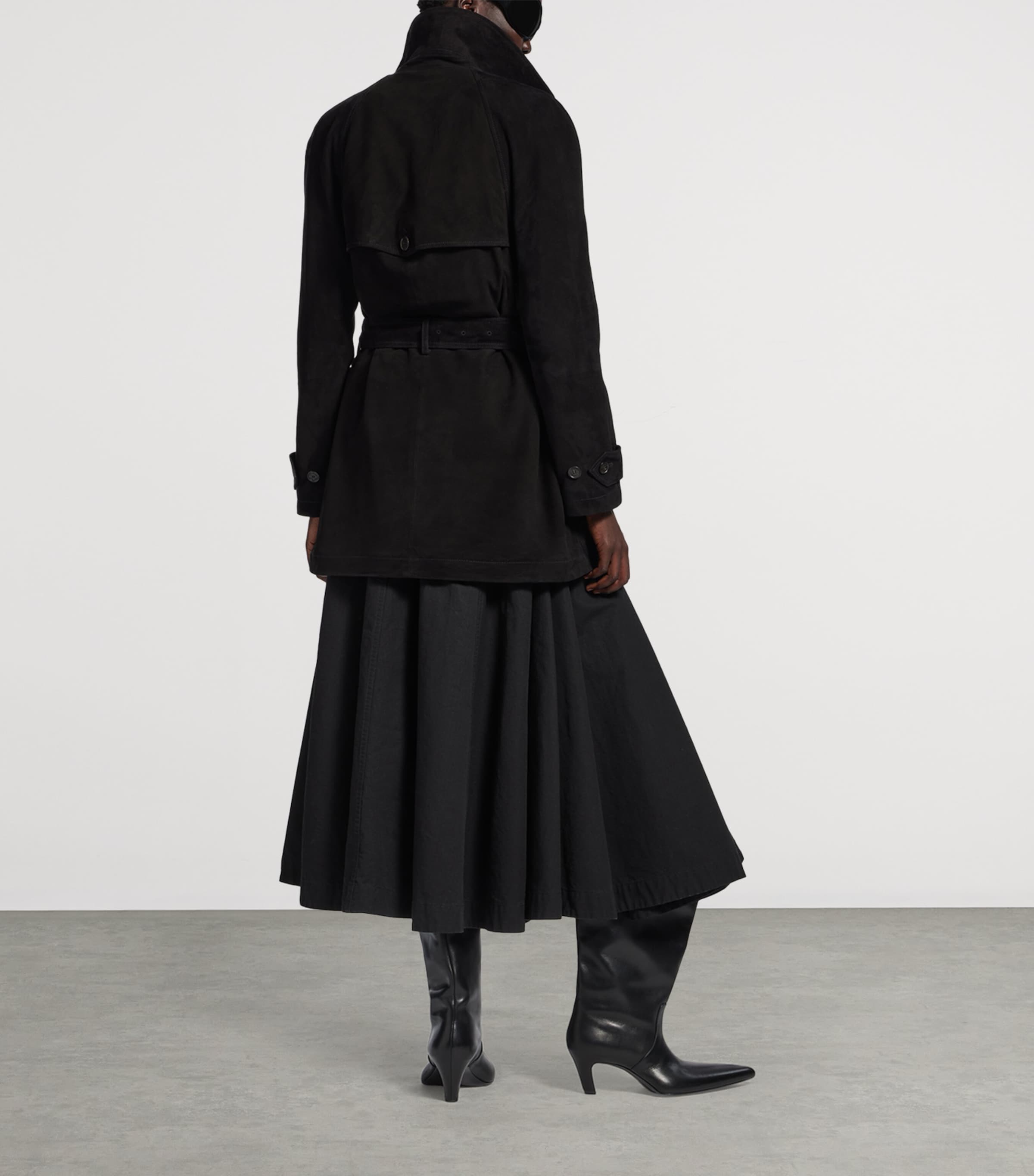 Lambskin Suede Short Trench Coat 1000 Image 3