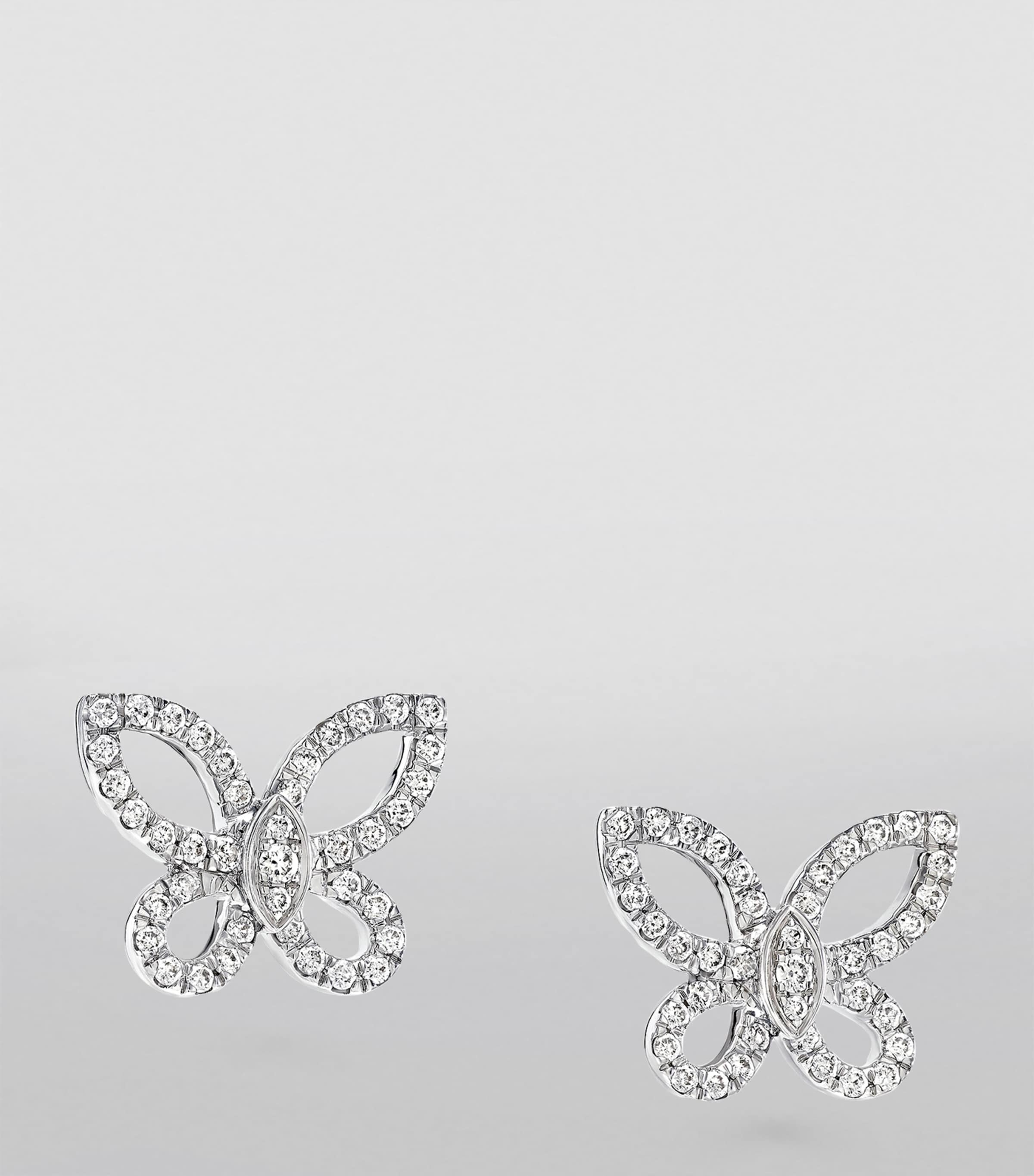 Mini White Gold and Diamond Butterfly Earrings WHITE GOLD Image 2