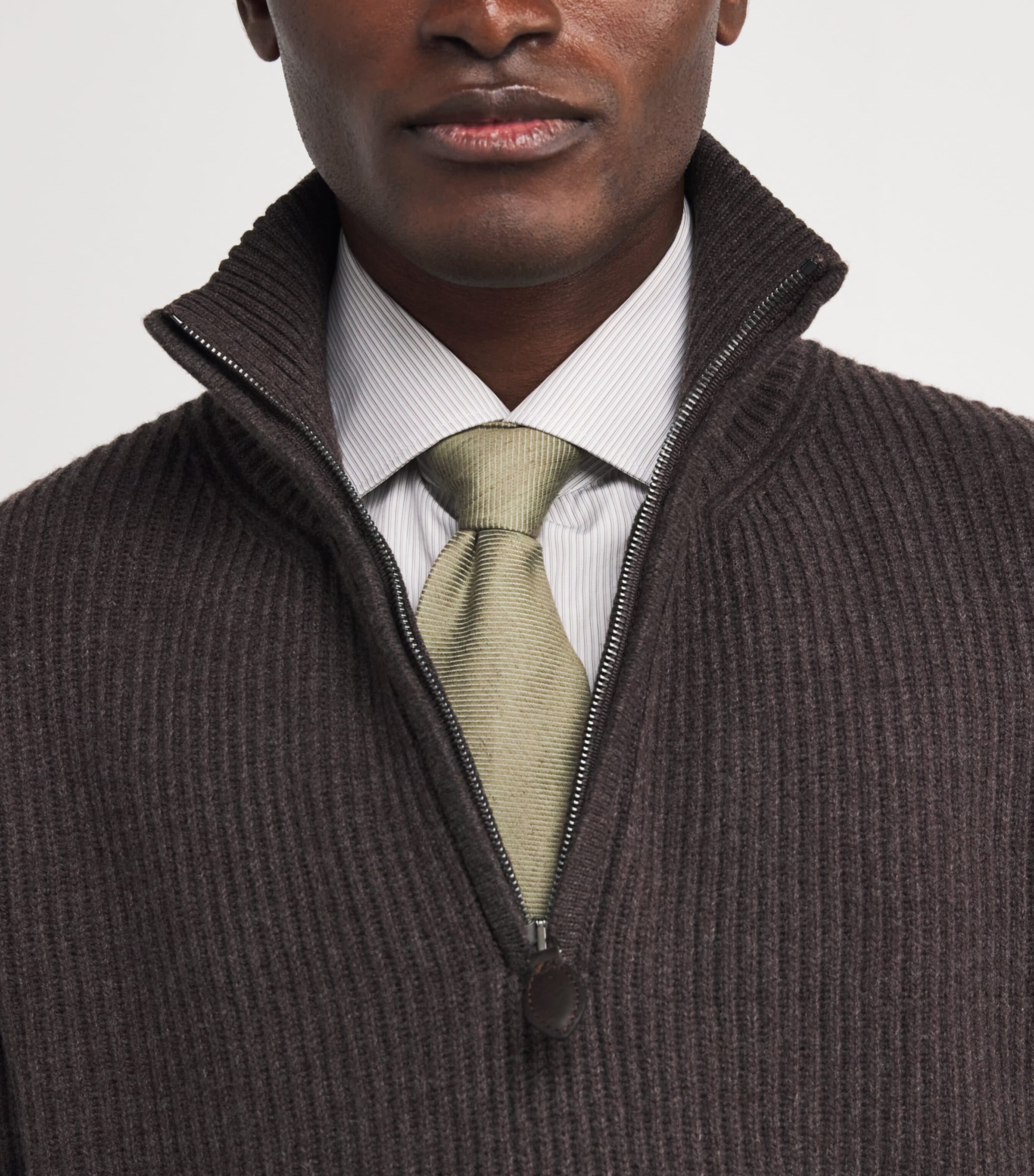 Wool-Cashmere Quarter-Zip Clifford Sweater PEPPERCORN Image 6