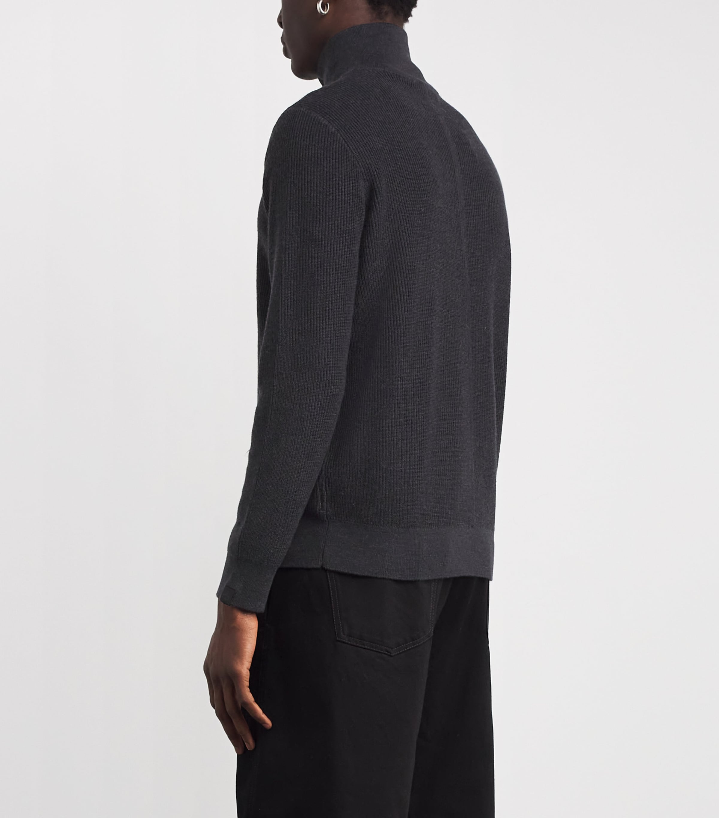 Wool-Blend Quarter Zip Sweater CHARC Image 4