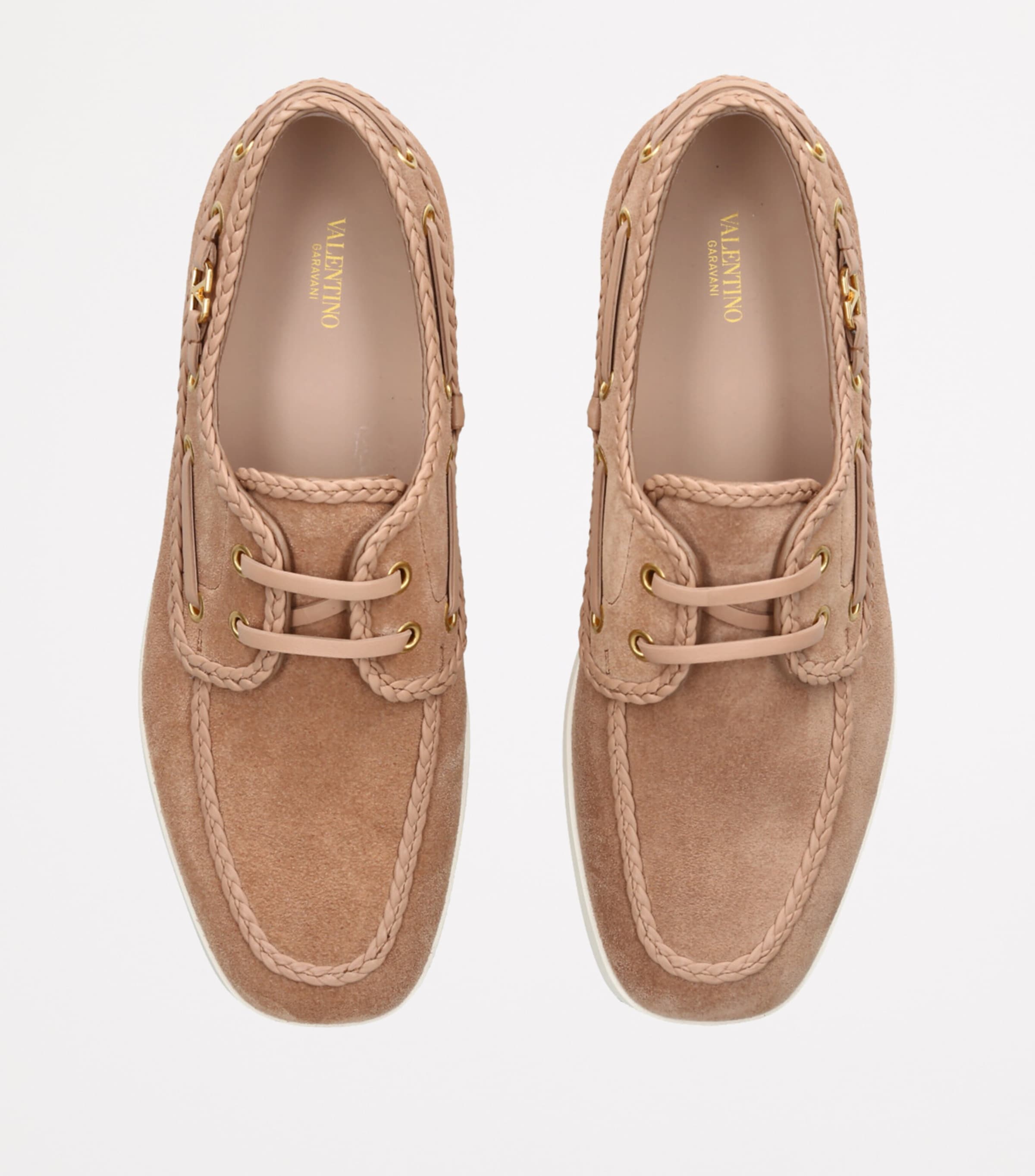 【Valentino Garavani】 Palm Avenueスエード boatシューズ Palm Avenue suede boat shoes in beige - Valentino Garavani