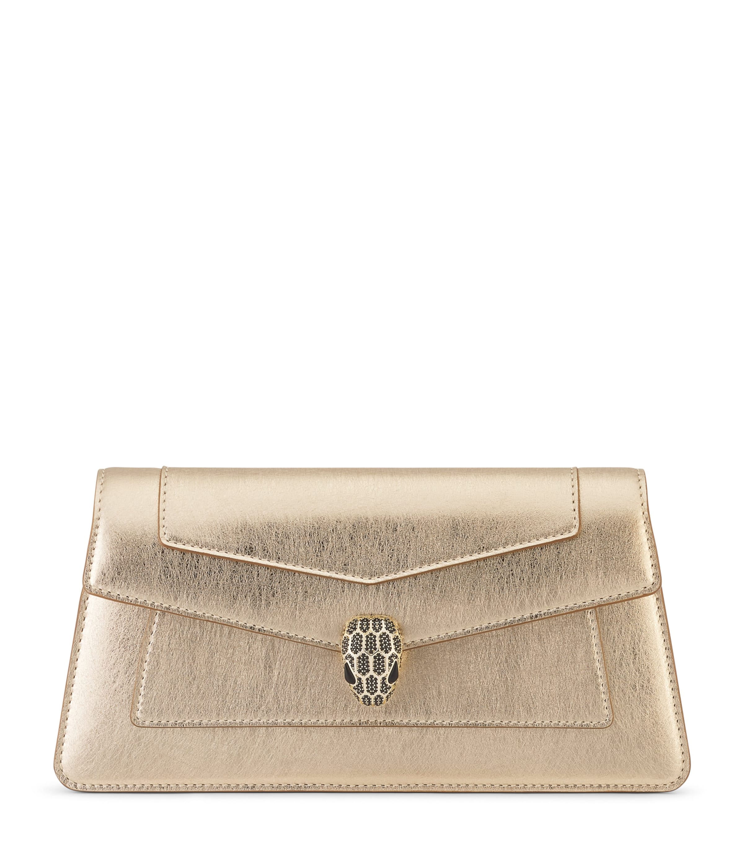 Bvlgari Metallic Leather Serpenti Forever Clutch Bag Gold Image 1