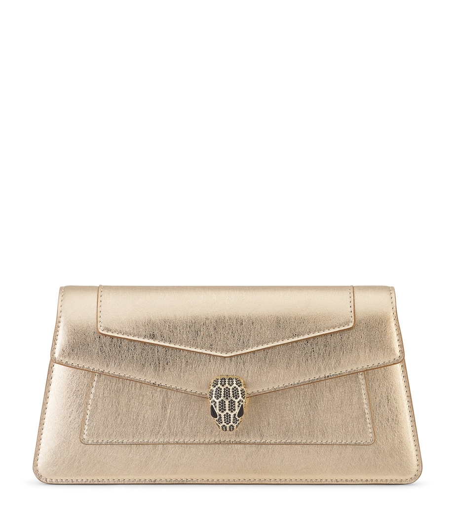 Bvlgari Metallic Leather Serpenti Forever Clutch Bag Gold Image 1