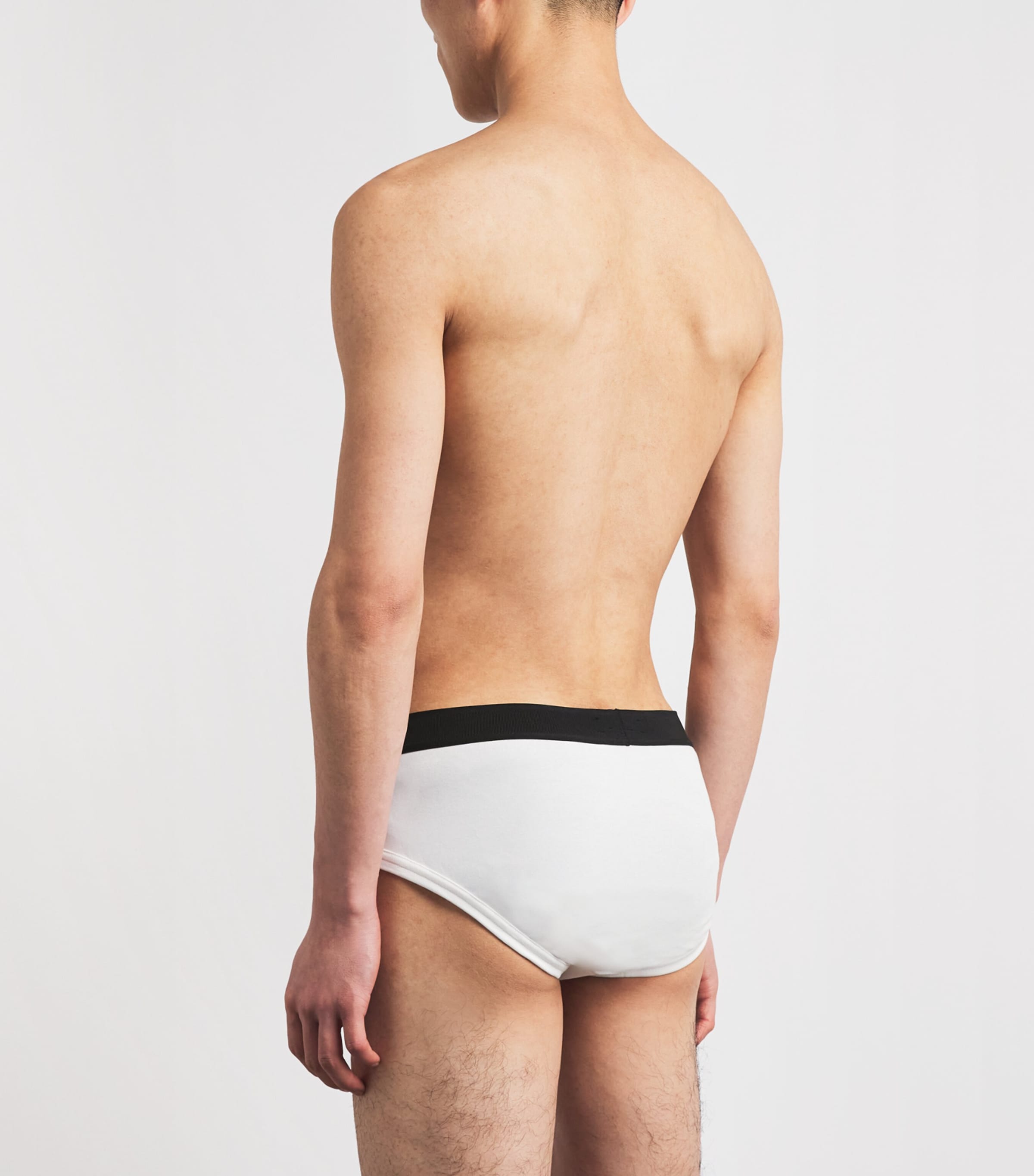 TOM FORD Mens Cotton-Stretch Logo Briefs (Pack of 2) Black/white Image 3