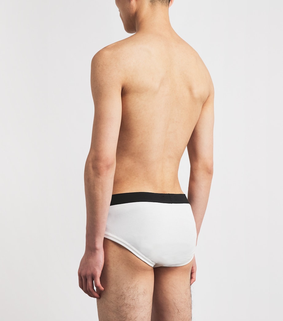 TOM FORD Mens Cotton-Stretch Logo Briefs (Pack of 2) Black/white Image 3
