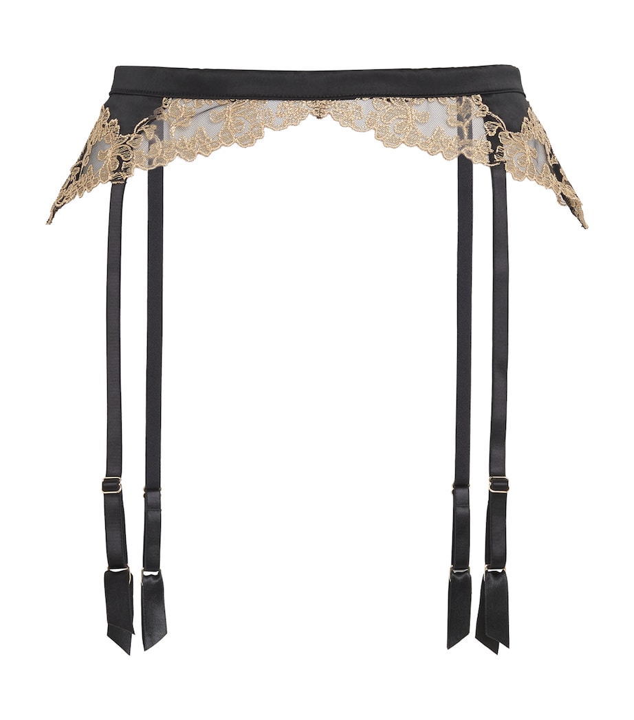 Silk-Blend Reina Suspender Belt BLACK & GOLD Image 1