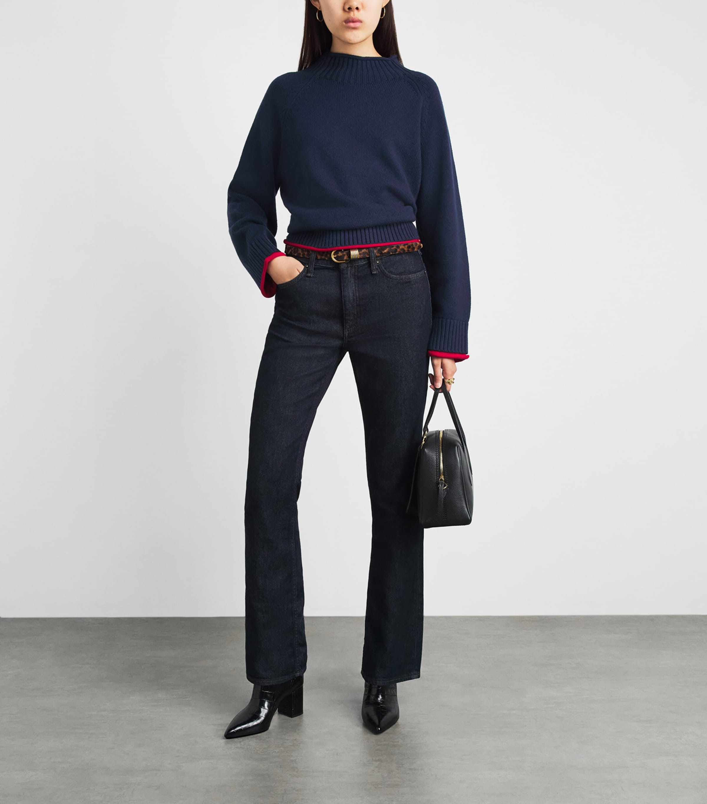 Rag & Bone Womens Cotton-Wool Hazel Sweater Navy Image 2