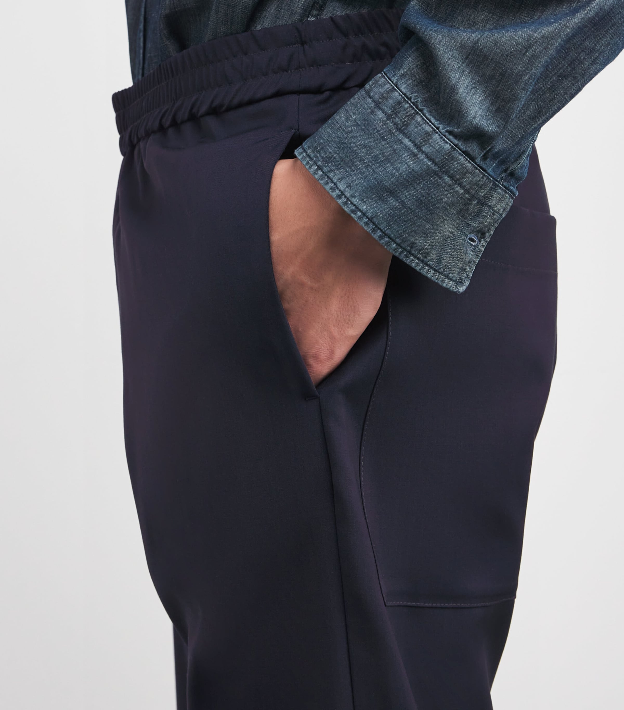 Virgin Wool Drawstring Trousers 170 NAVY Image 6