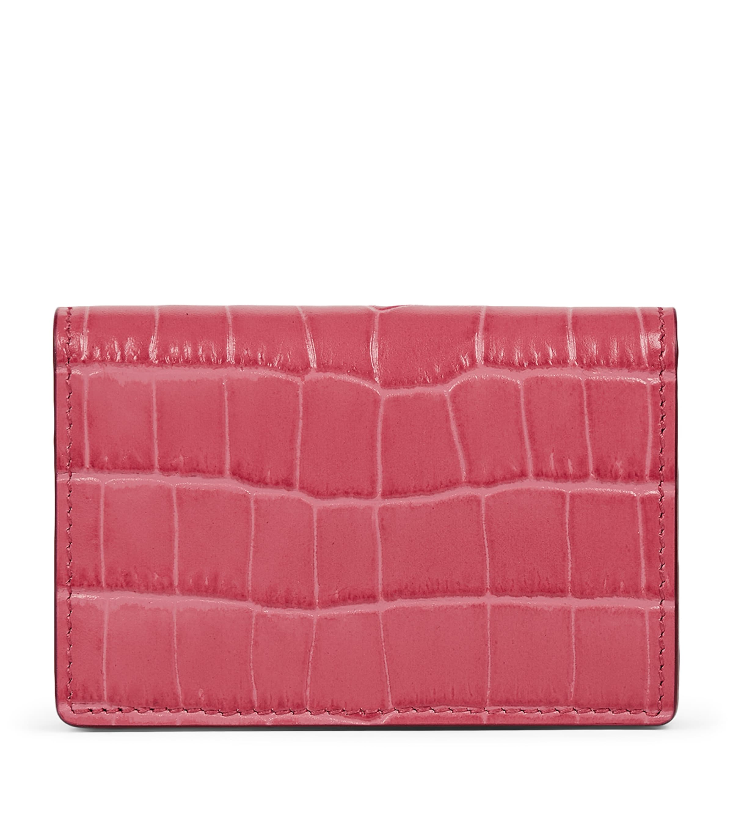 Smythson Mara Leather Folded Card Holder In Pink