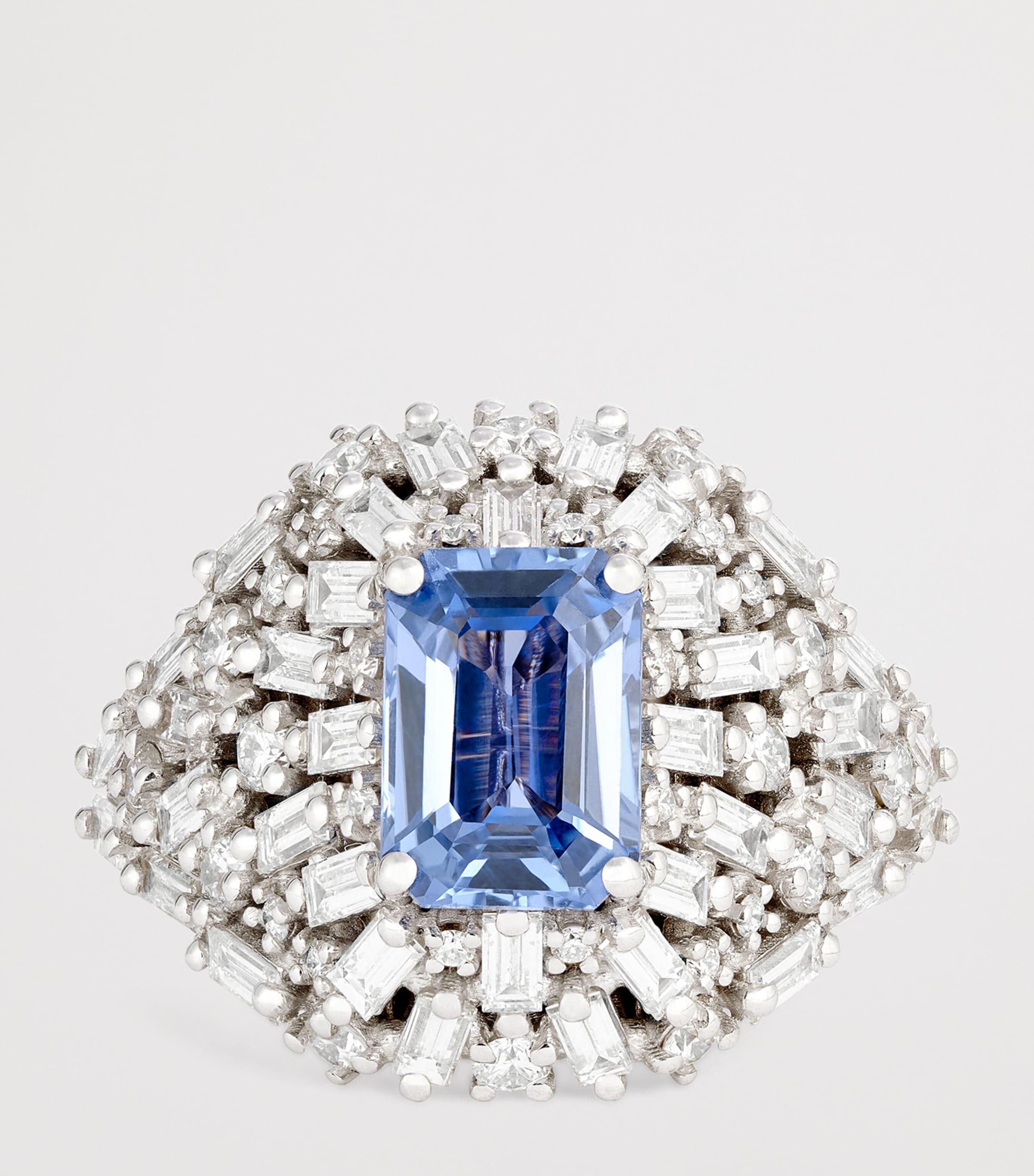 White Gold, Diamond and Sapphire Lion's Mane One Of A Kind Ring (Size 6.75) 18K WG/BS Image 4
