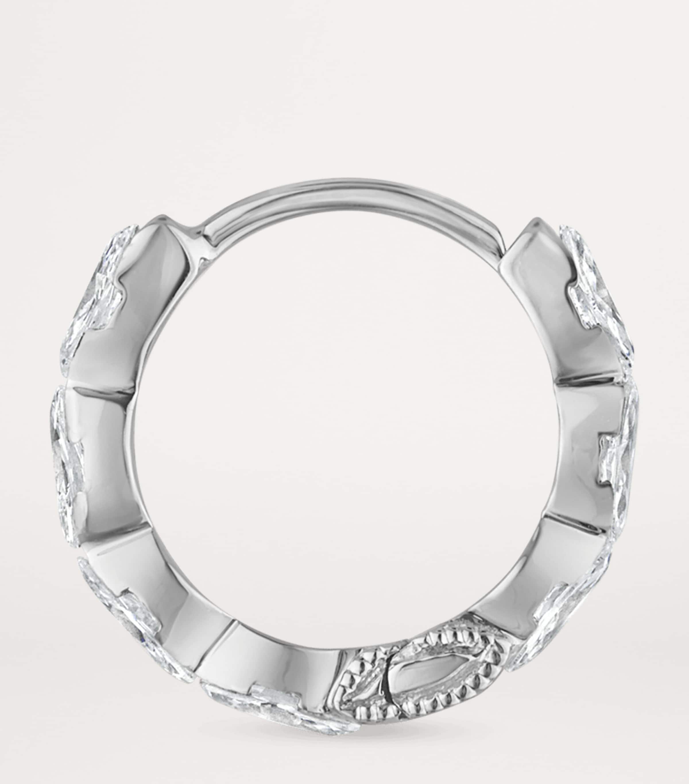 White Gold and Diamond Marquise Eternity Hoop Earring (8mm) WHITE GOLD Image 4