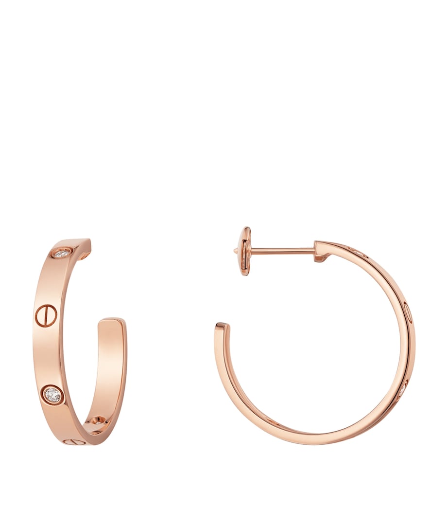 Rose Gold and Diamond Love Hoop Earrings ROSE GOLD Image 6