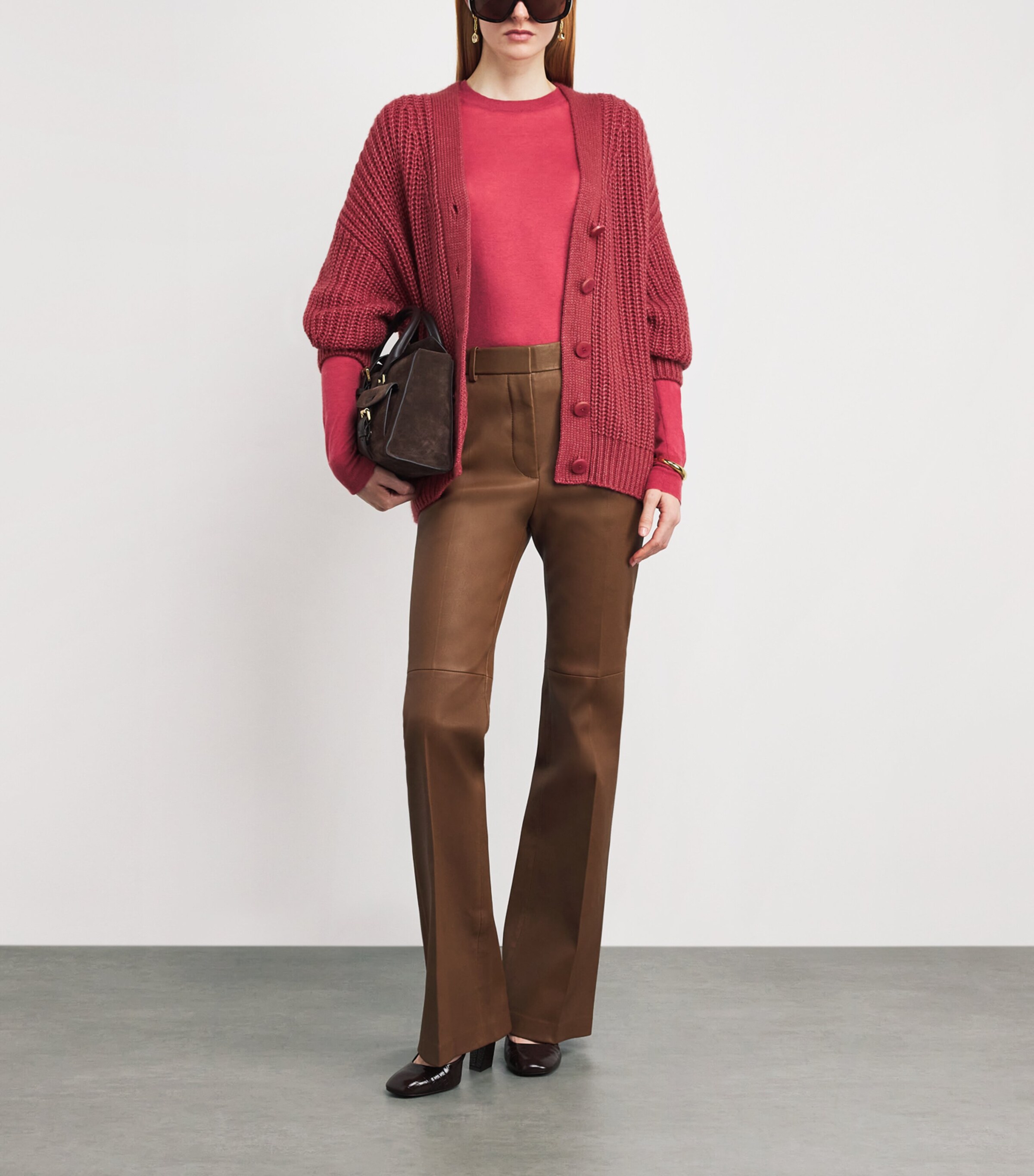 Joseph Womens Wool-Cashmere-Silk Cirrus Cardigan Mulberry Image 2