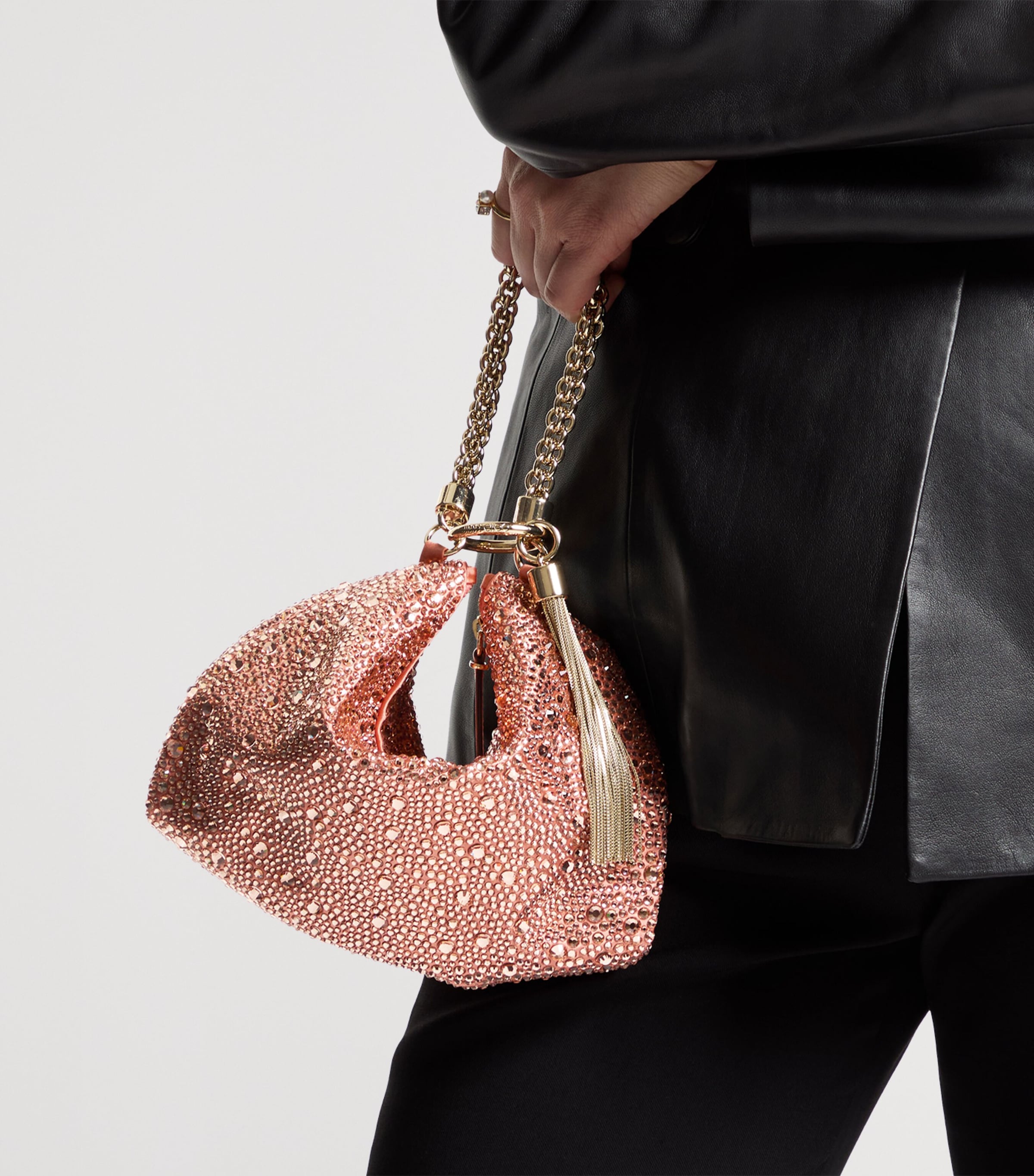 Jimmy Choo Callie Satin Embellished Clutch Bag Grapefruit/light Gol Image 2