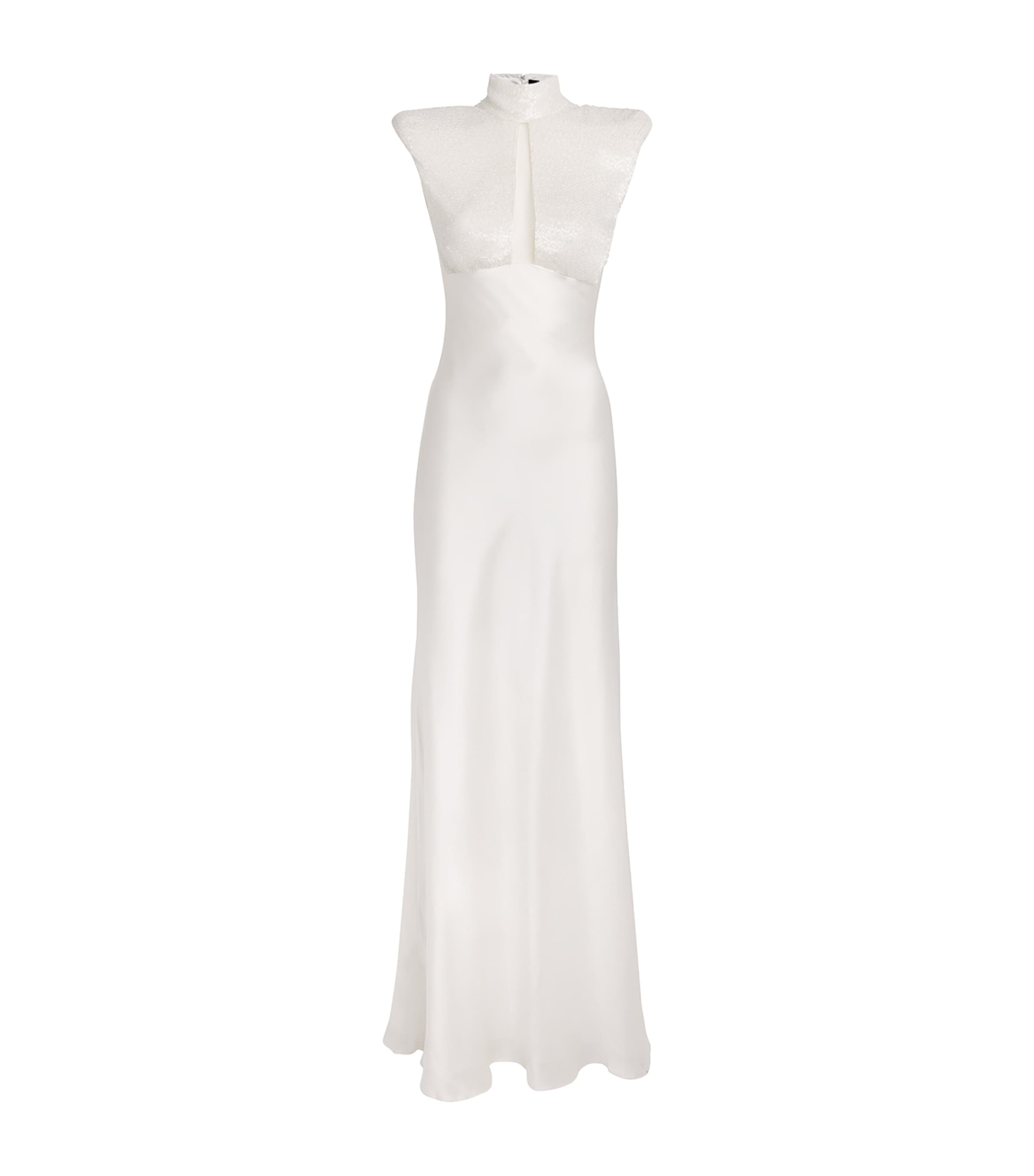 Jenny Packham Satin Devotion Maxi Dress In White