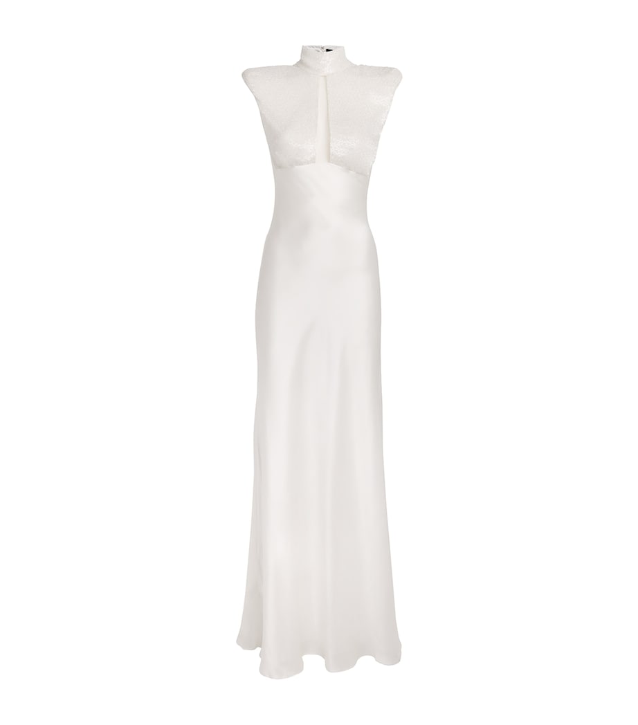 Satin Devotion Maxi Dress 2038 VANILA WHT BDNG Image 1
