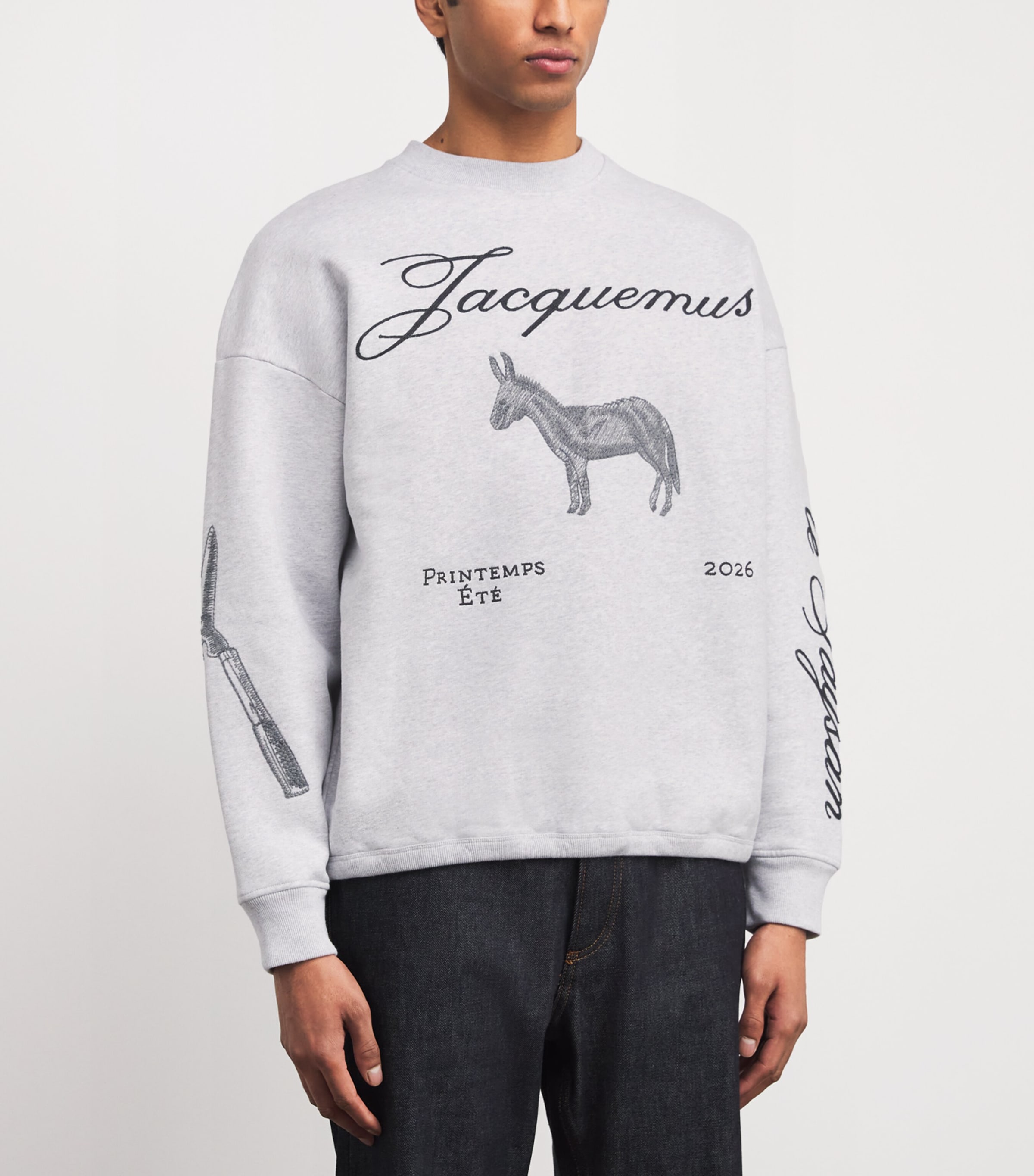 Cotton Embroidered Donkey Sweatshirt DONKEY JCQRD GRY 9DS Image 3