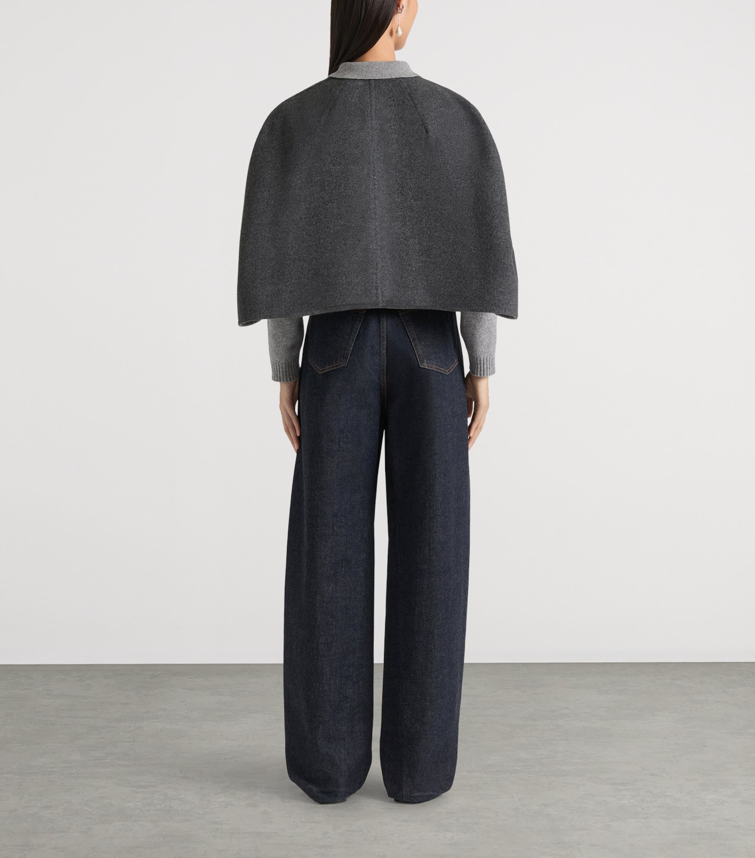 Wool-Cashmere Cropped Cape DARK GREY/GREY Image 3