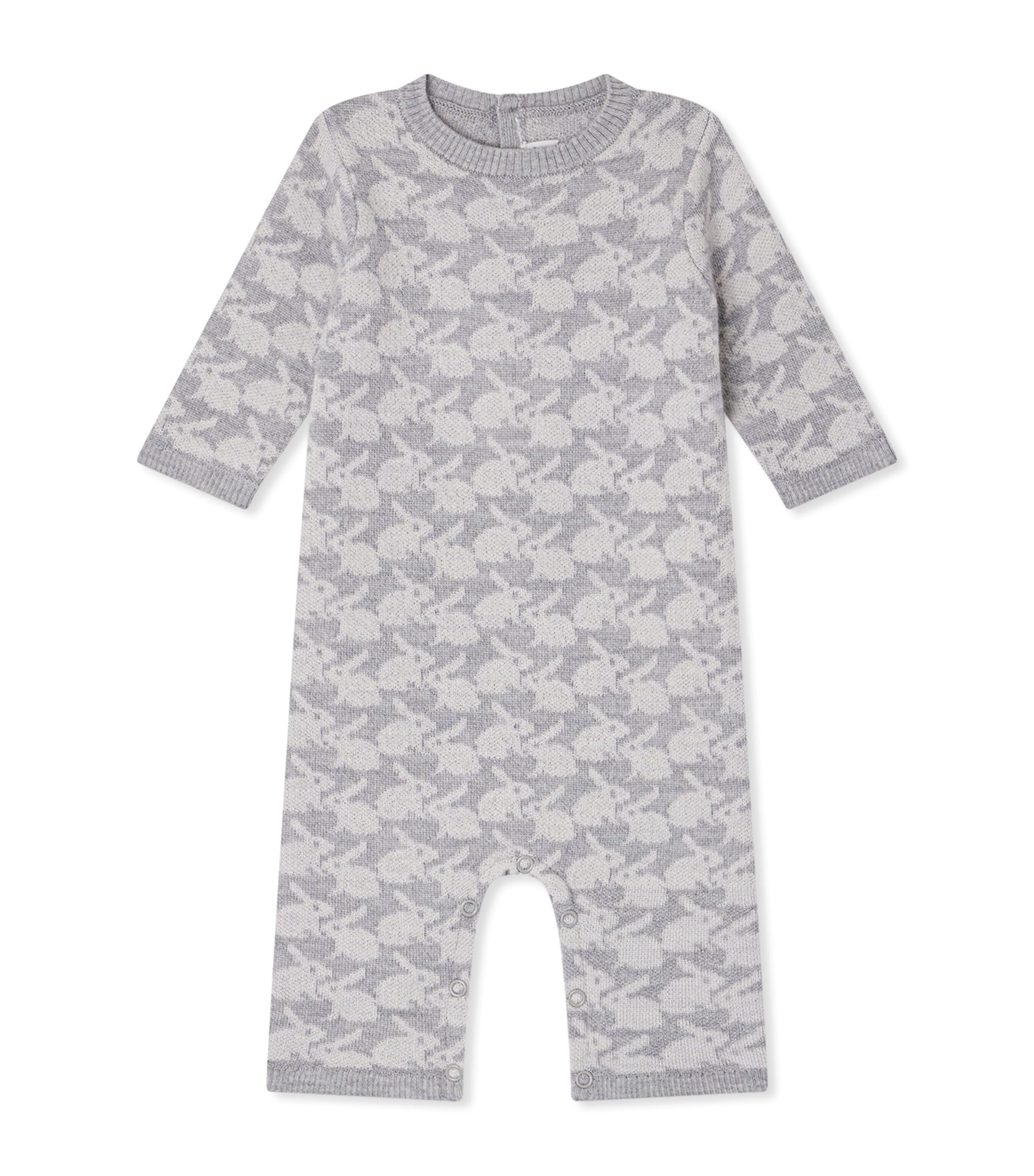 Bonpoint Wool Bunny Print Jumpsuit In Gray