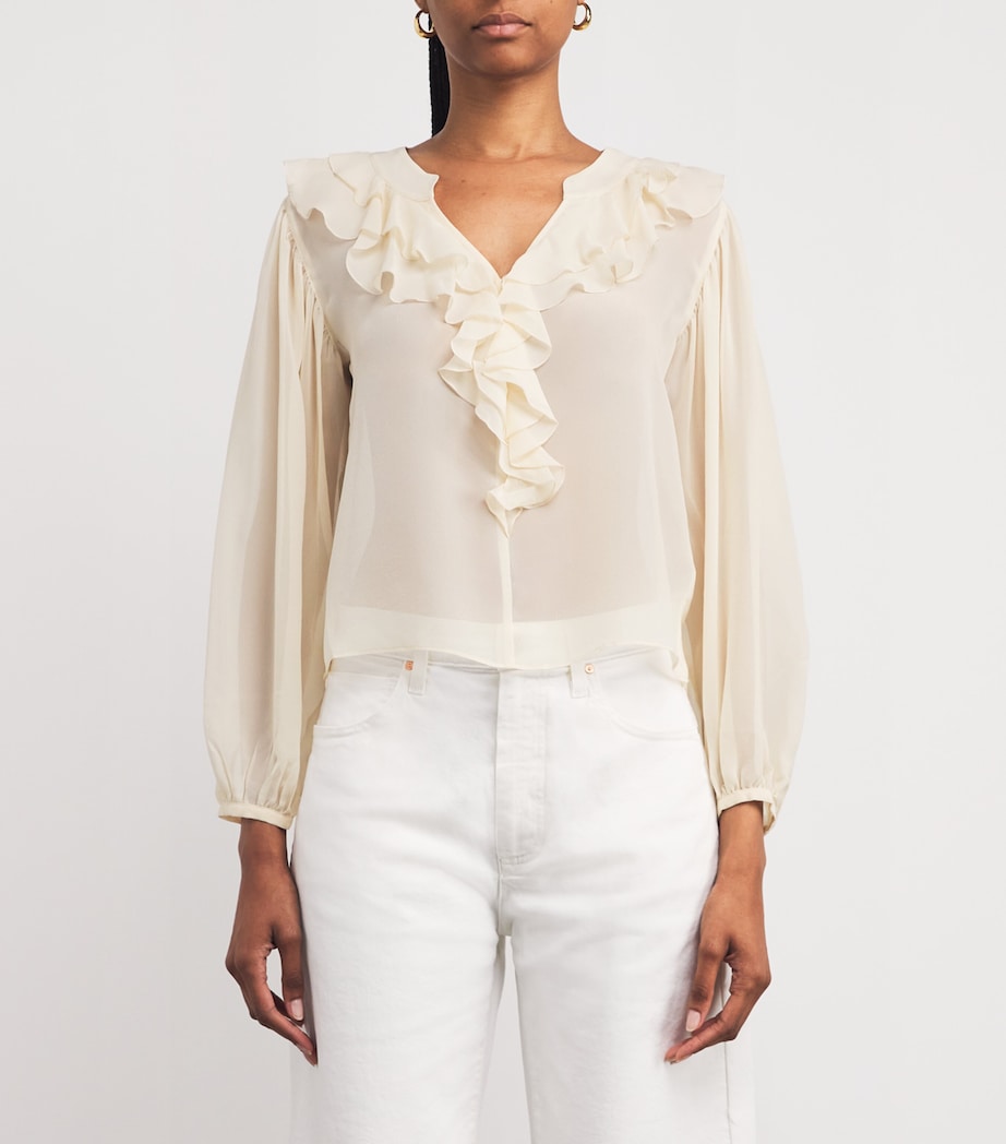 Silk Gemelli Blouse OYSTER WHITE Image 3
