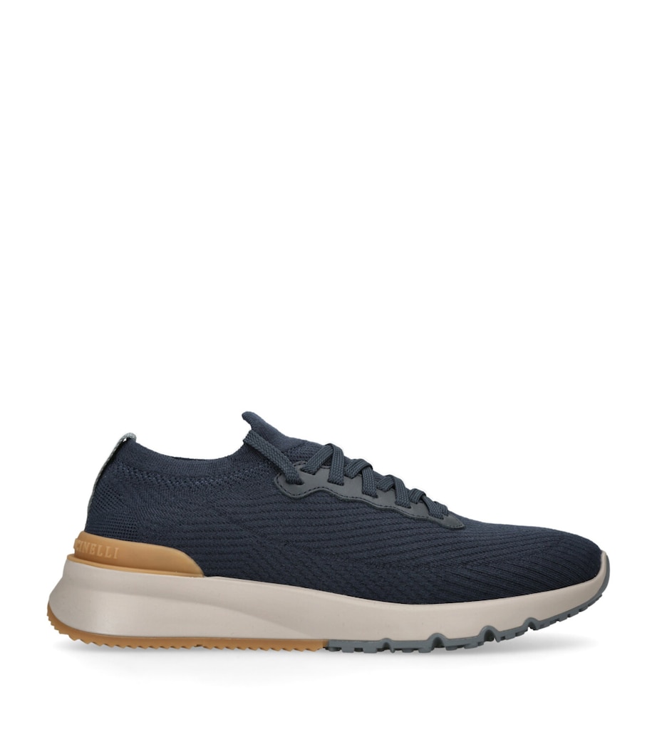 Brunello Cucinelli Knitted Low-Top Sneakers Taupe Comb Image 1