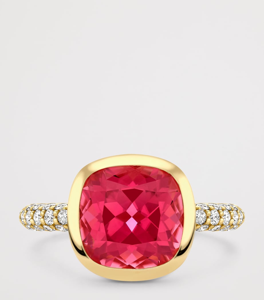 Boodles Yellow Gold, Diamond and Tourmaline Dolce Vita Cushion Ring Yellow Gold Image 3