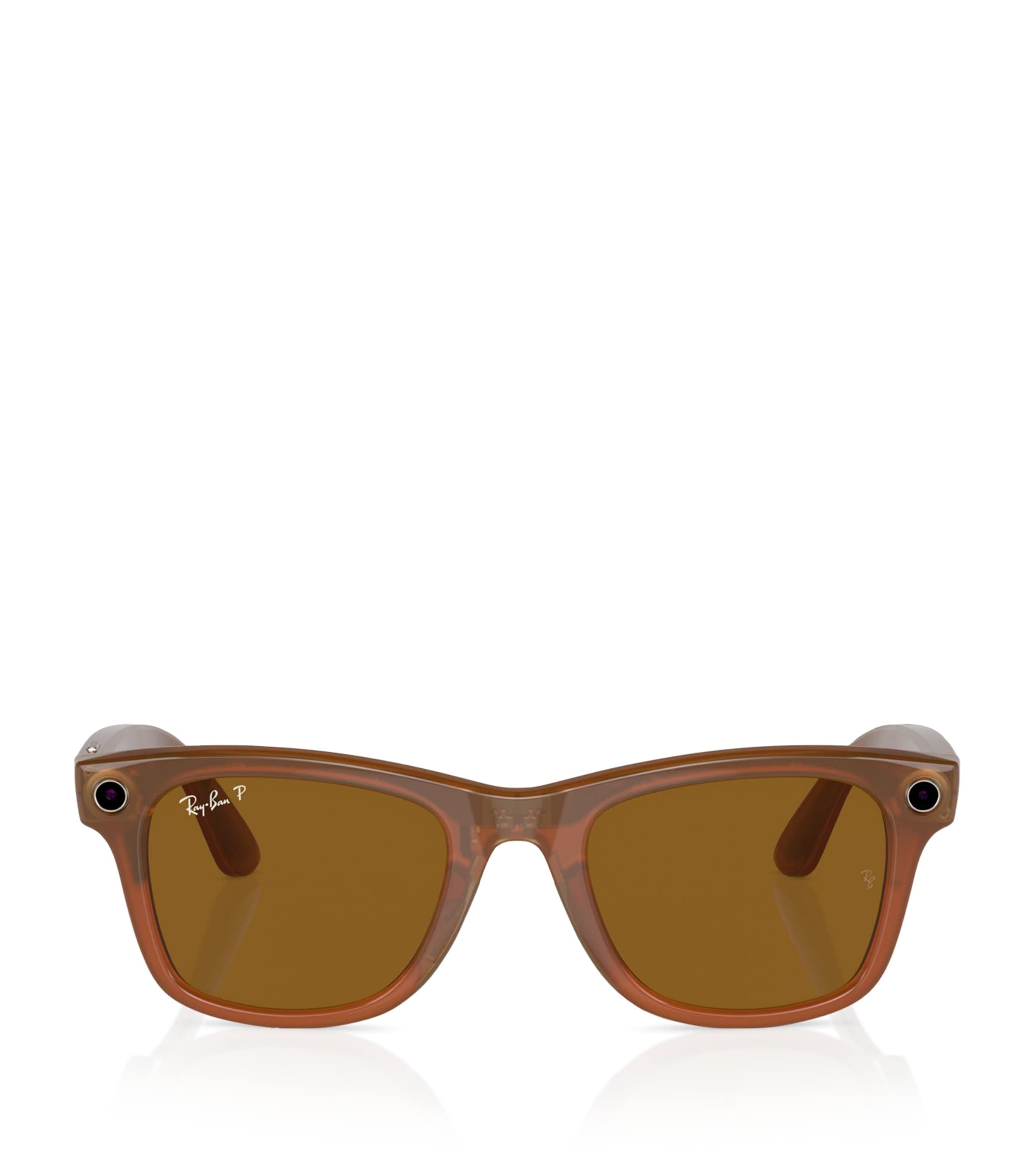 Ray Ban X Meta Large Smart Wayfarer Sunglasses In Beige