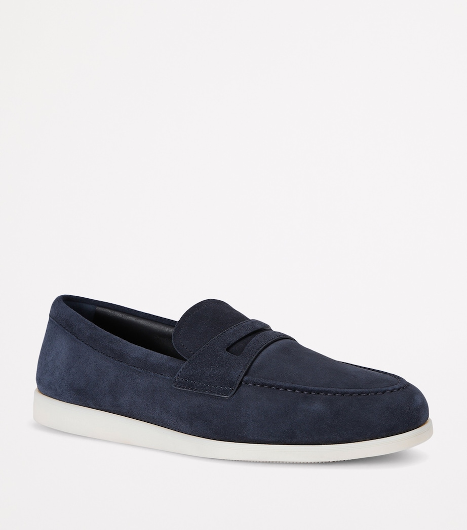 Suede Saddle Penny Loafers NAVY Image 3