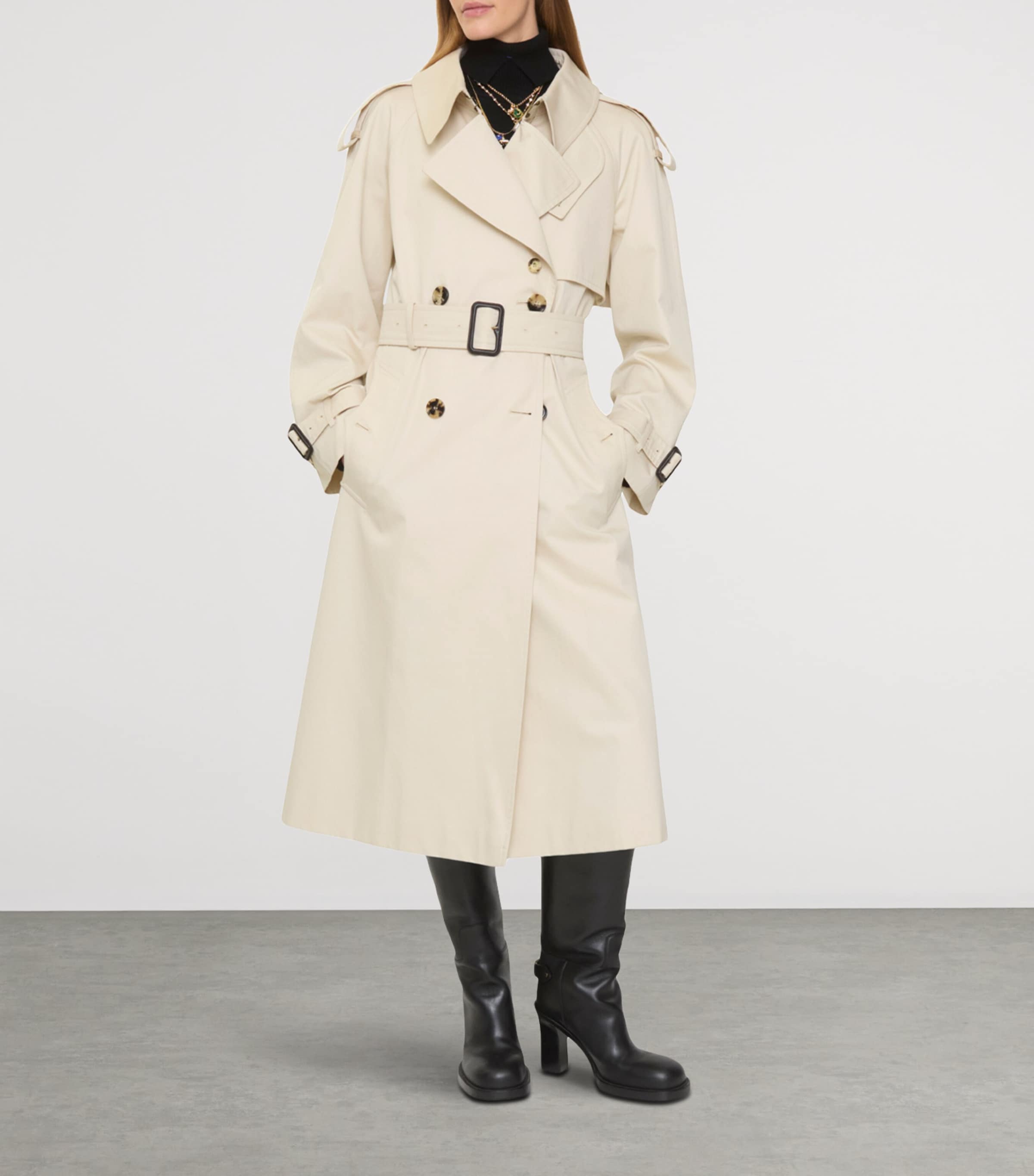 Burberry White Gabardine Fitzrovia Long Trench Coat | Harrods US