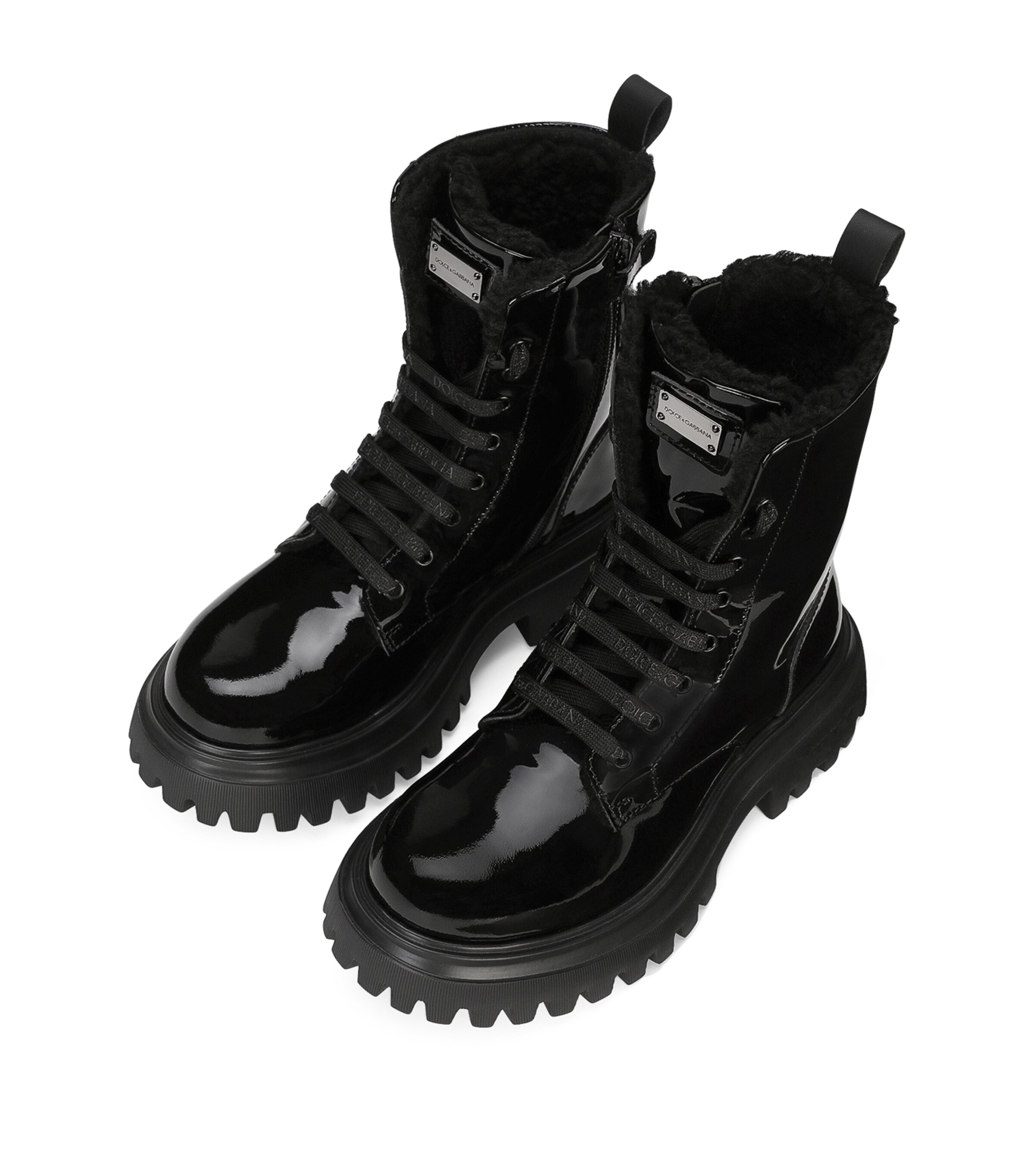 Leather Lace-Up Boots 80999-BLACK Image 2