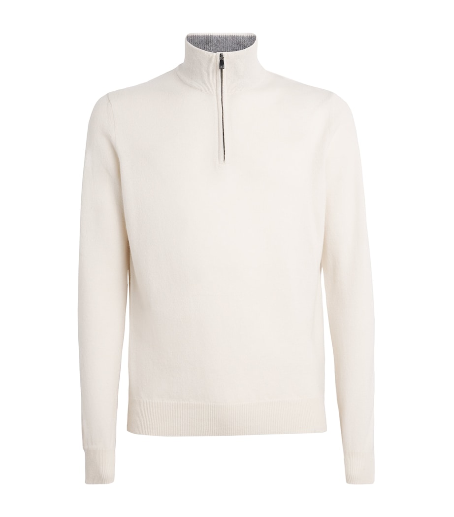 Corneliani Mens Virgin Wool-Cashmere Sweater Natural/ Beige Image 1