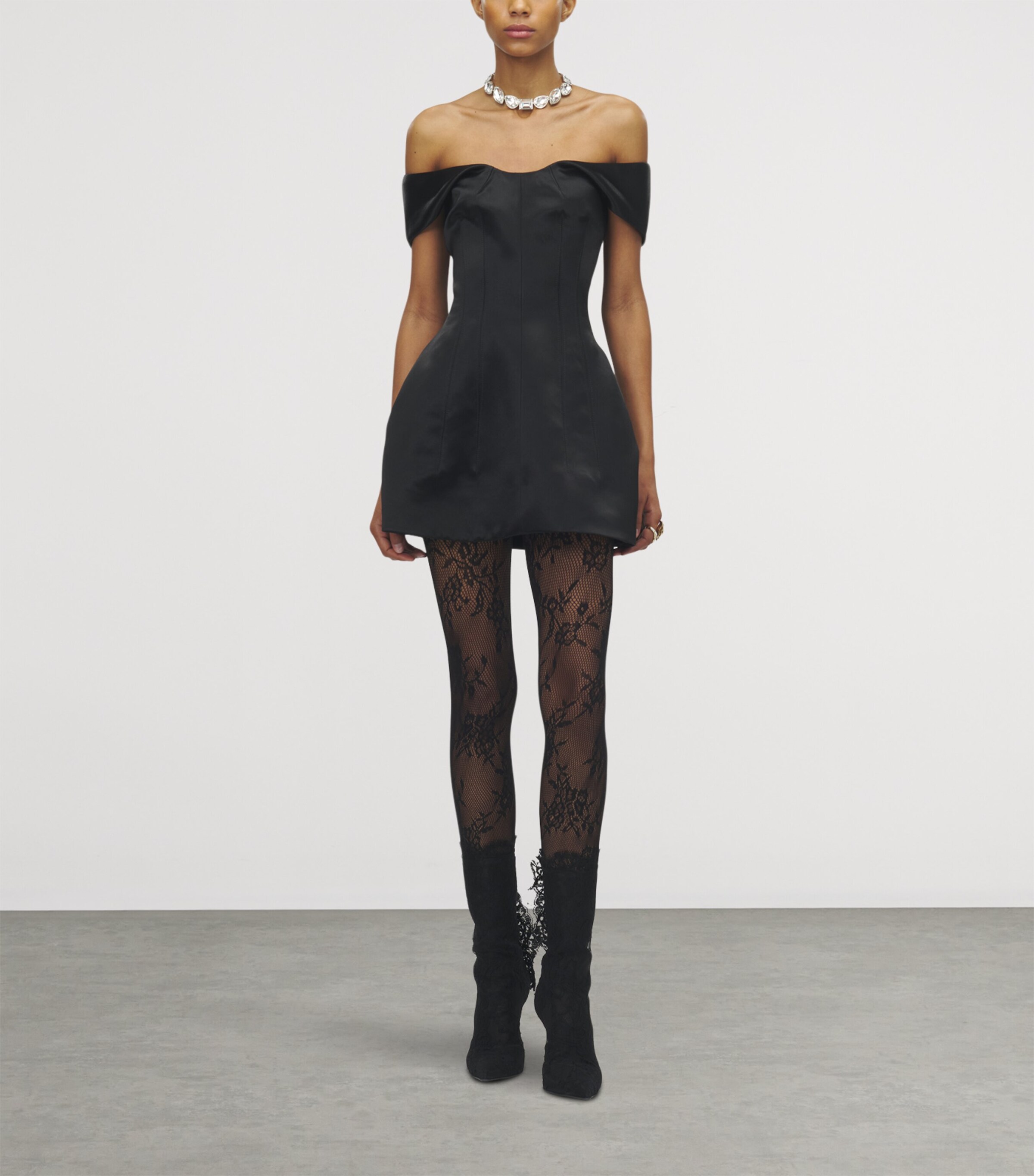 McQueen Womens Off-The-Shoulder Mini Dress Image 2