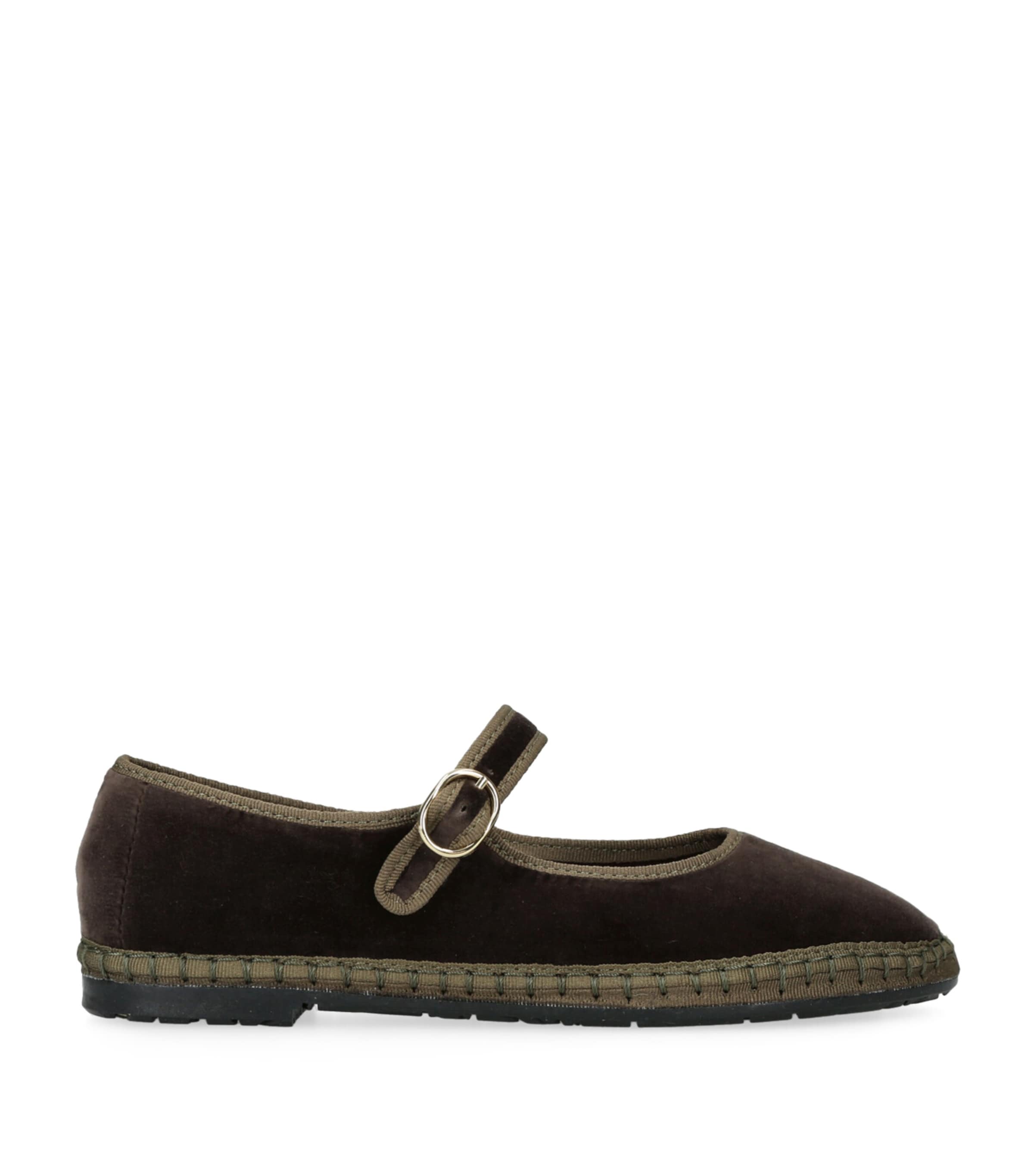 Flabelus Velvet Ulla Mary Janes In Brown
