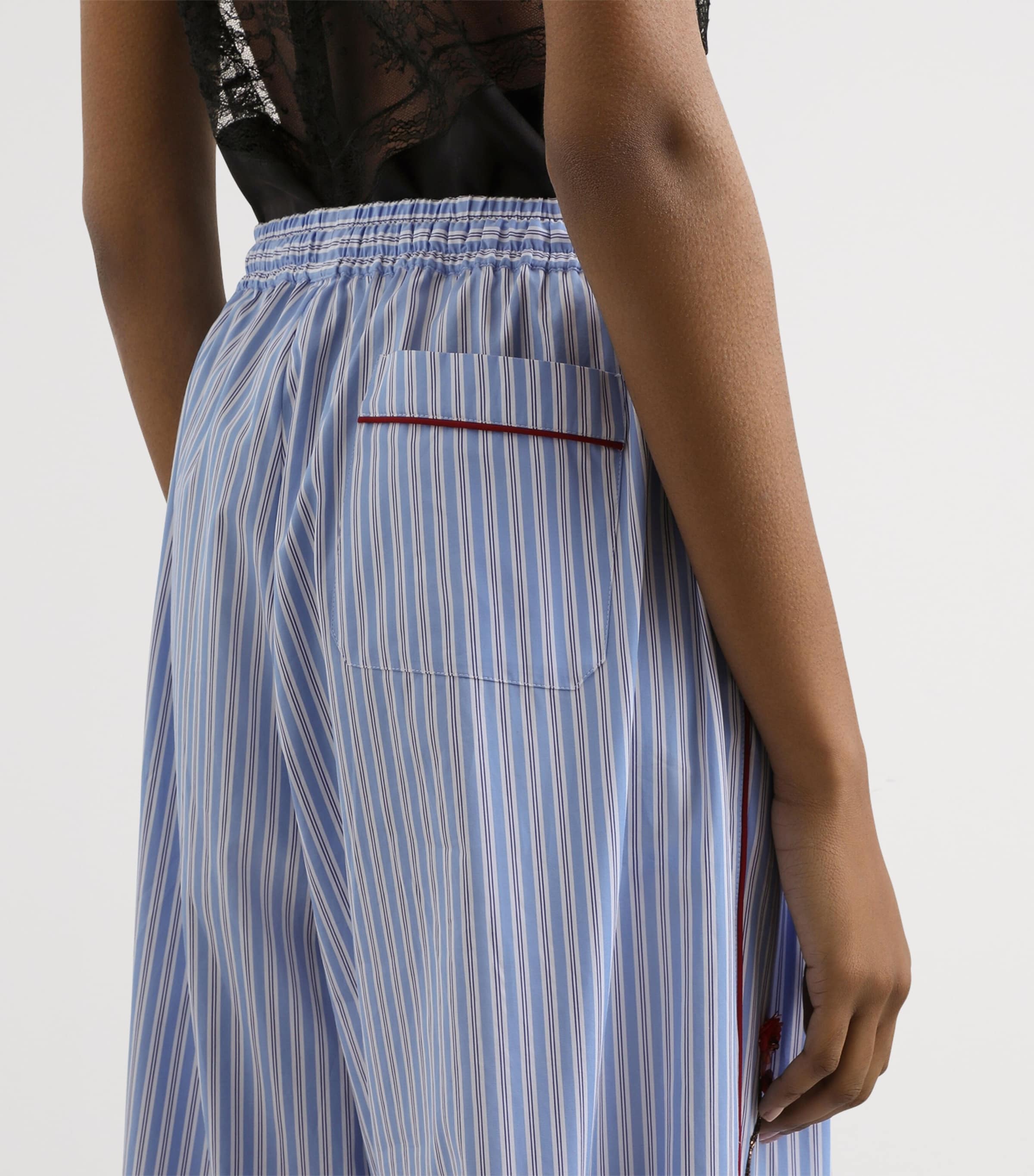 Dolce&Gabbana Womens Cotton-Silk Stripe Embellished Trousers Embr Image 5