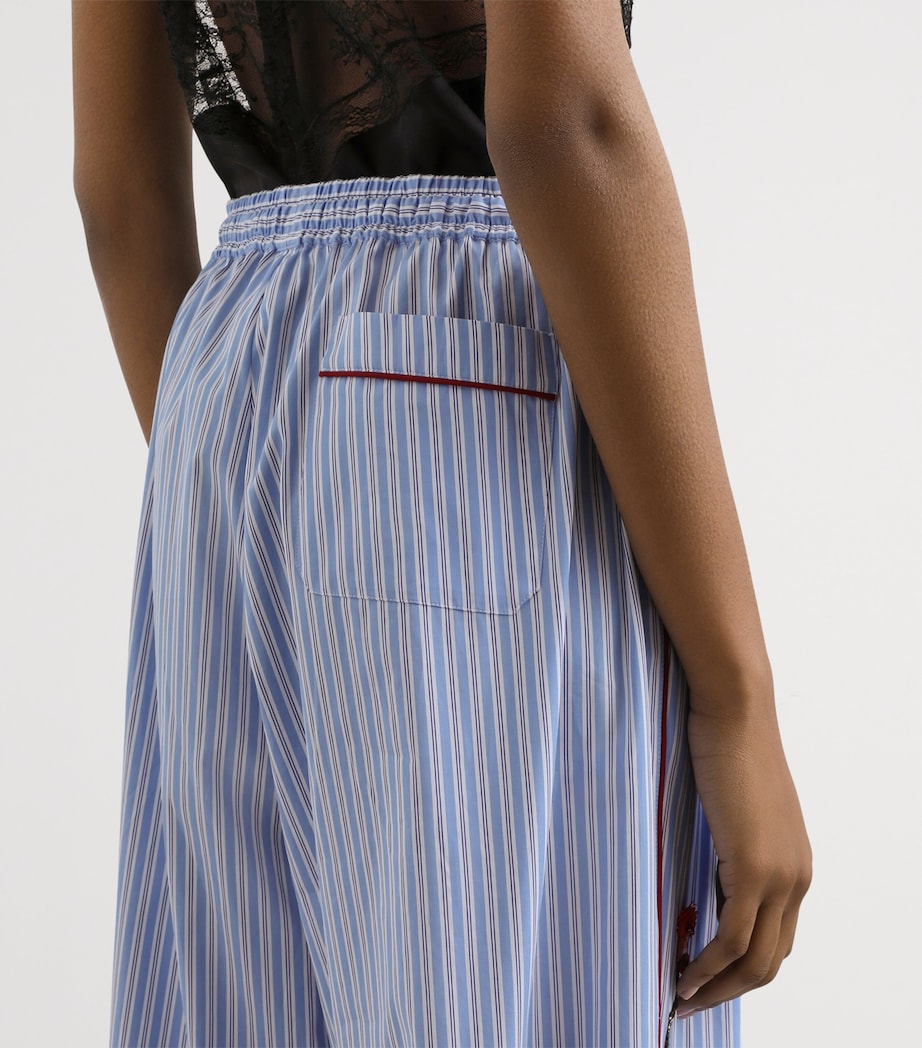Dolce&Gabbana Womens Cotton-Silk Stripe Embellished Trousers Embr Image 5