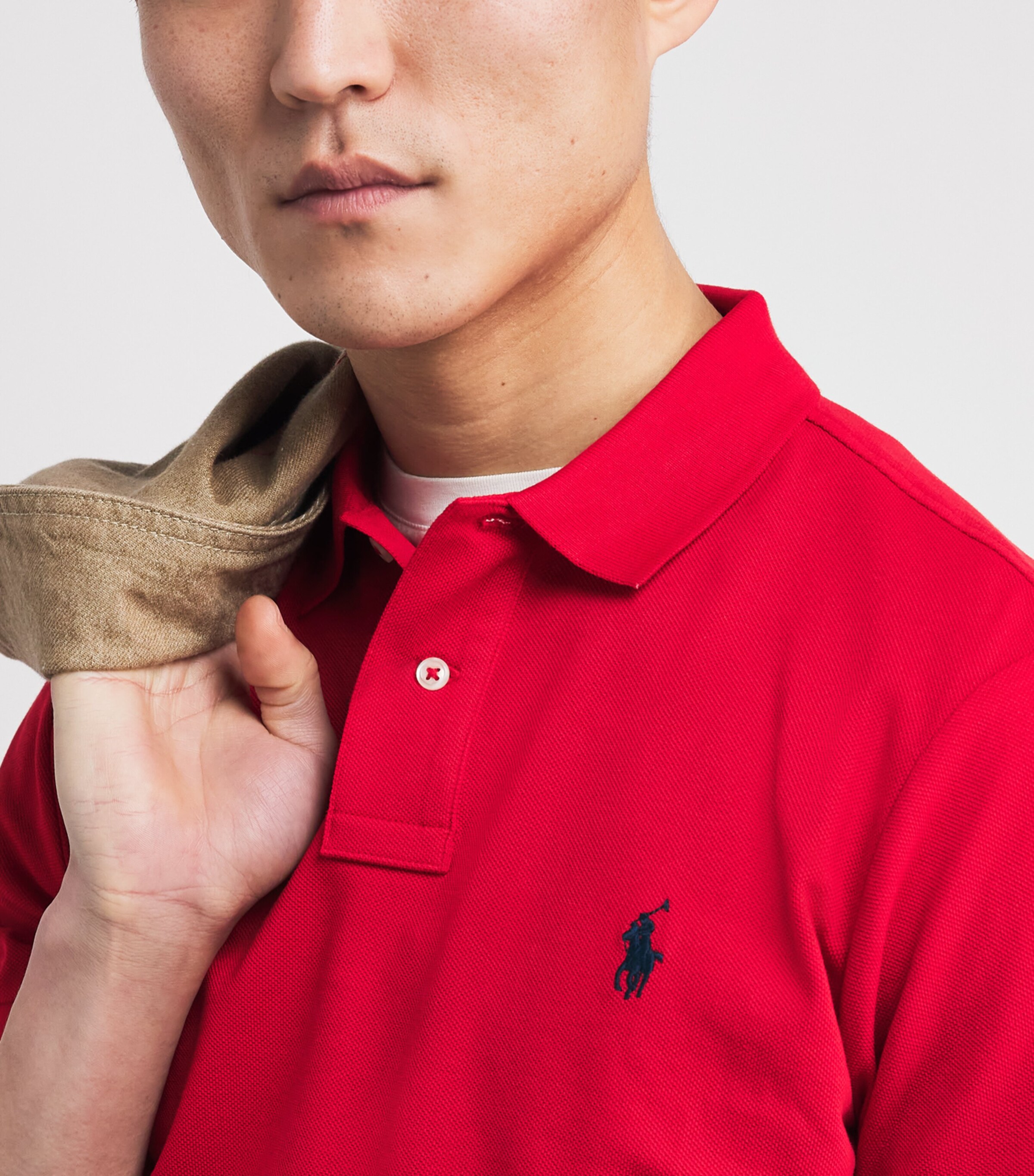 Ralph Lauren レッドポロシャツ　スコットランド US.Sサイズ Polo Ralph Lauren Red Cotton Mesh Slim-Fit Polo Shirt | Harrods TZ