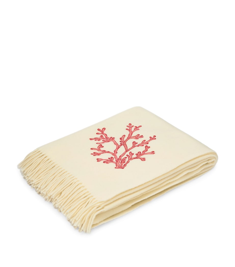 Virgin Wool Red Coral Throw (132cm × 159cm) CREAM WOOL Image 3