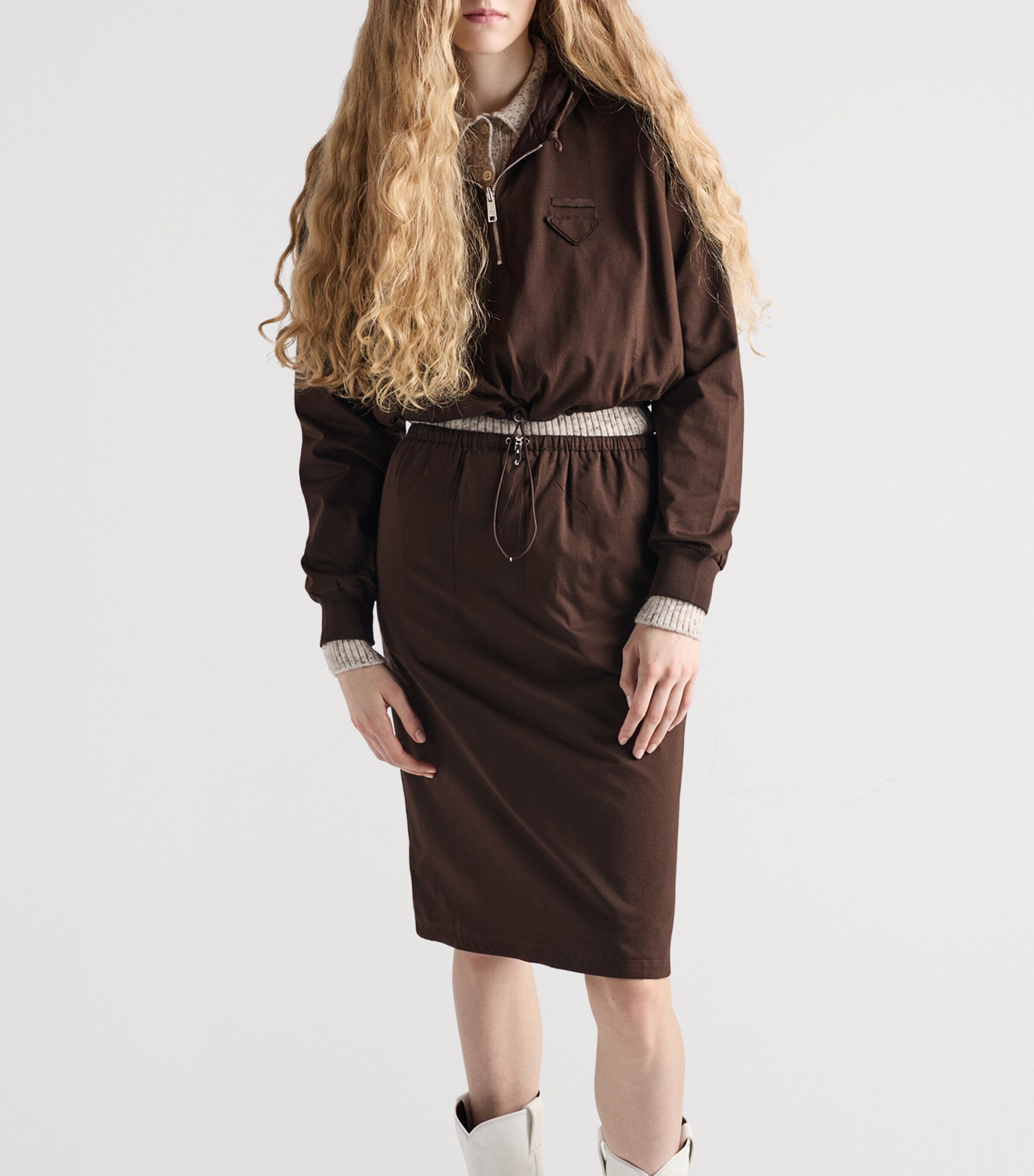 Cotton and Re-Nylon Reversible Midi Skirt F0192 Image 3