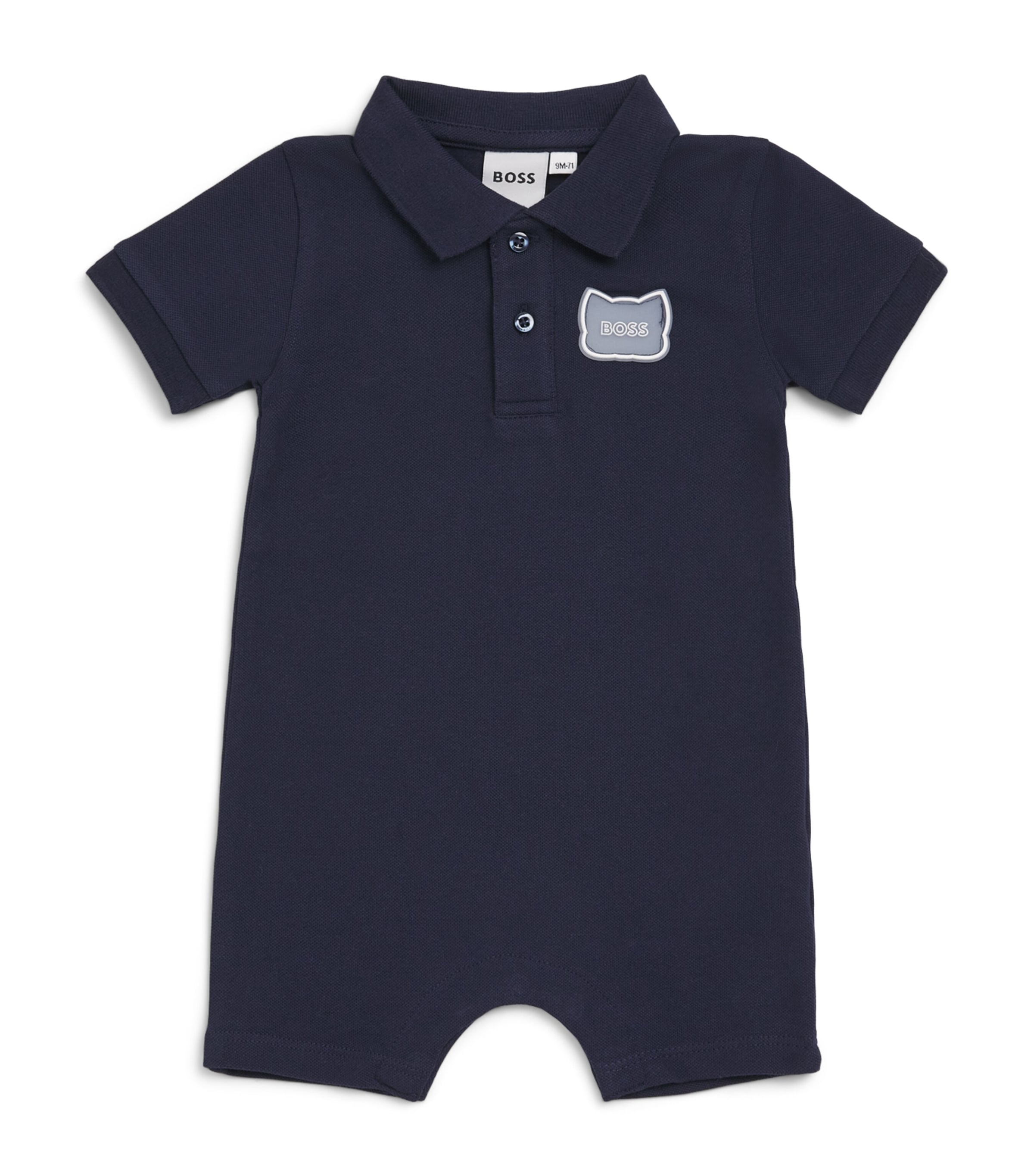 BOSS Kidswear Cotton Piqué Logo Playsuit (1-18 Months) Image 1