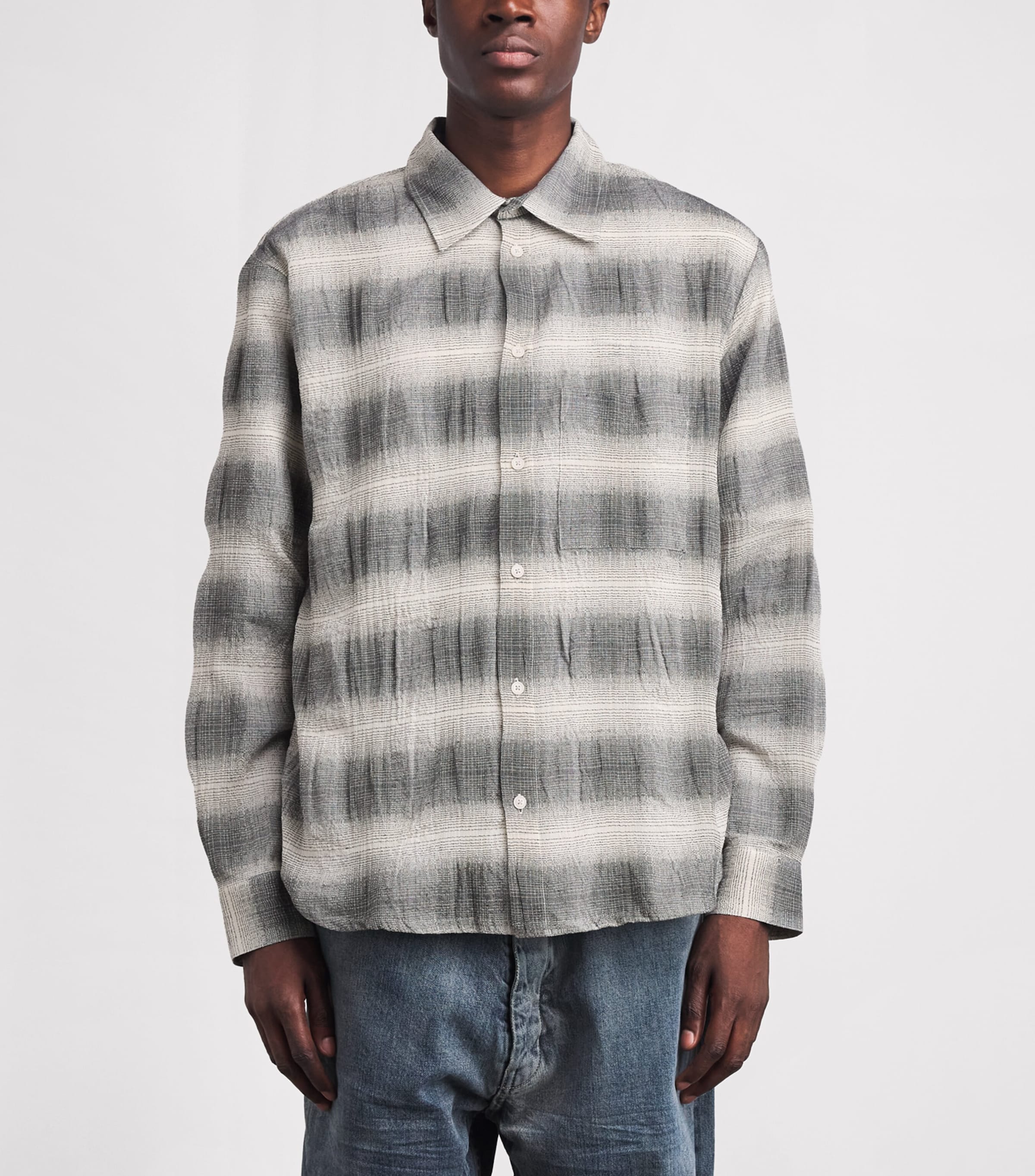 Won Hundred Mens Check Pete Shirt Black Comb. Image 4