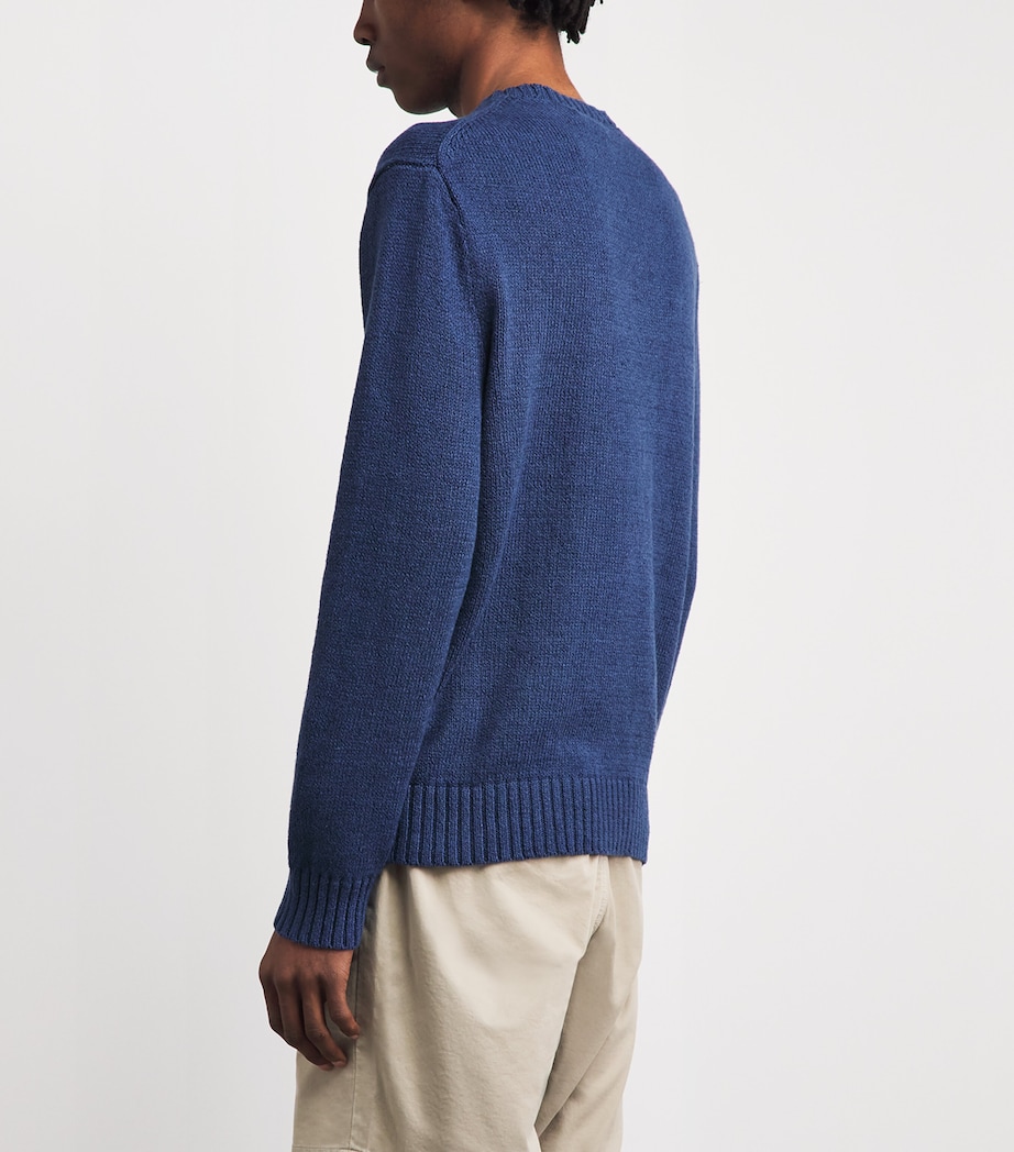 Polo Ralph Lauren Mens Linen-Cotton Polo Bear Sweater Light Navy Image 5