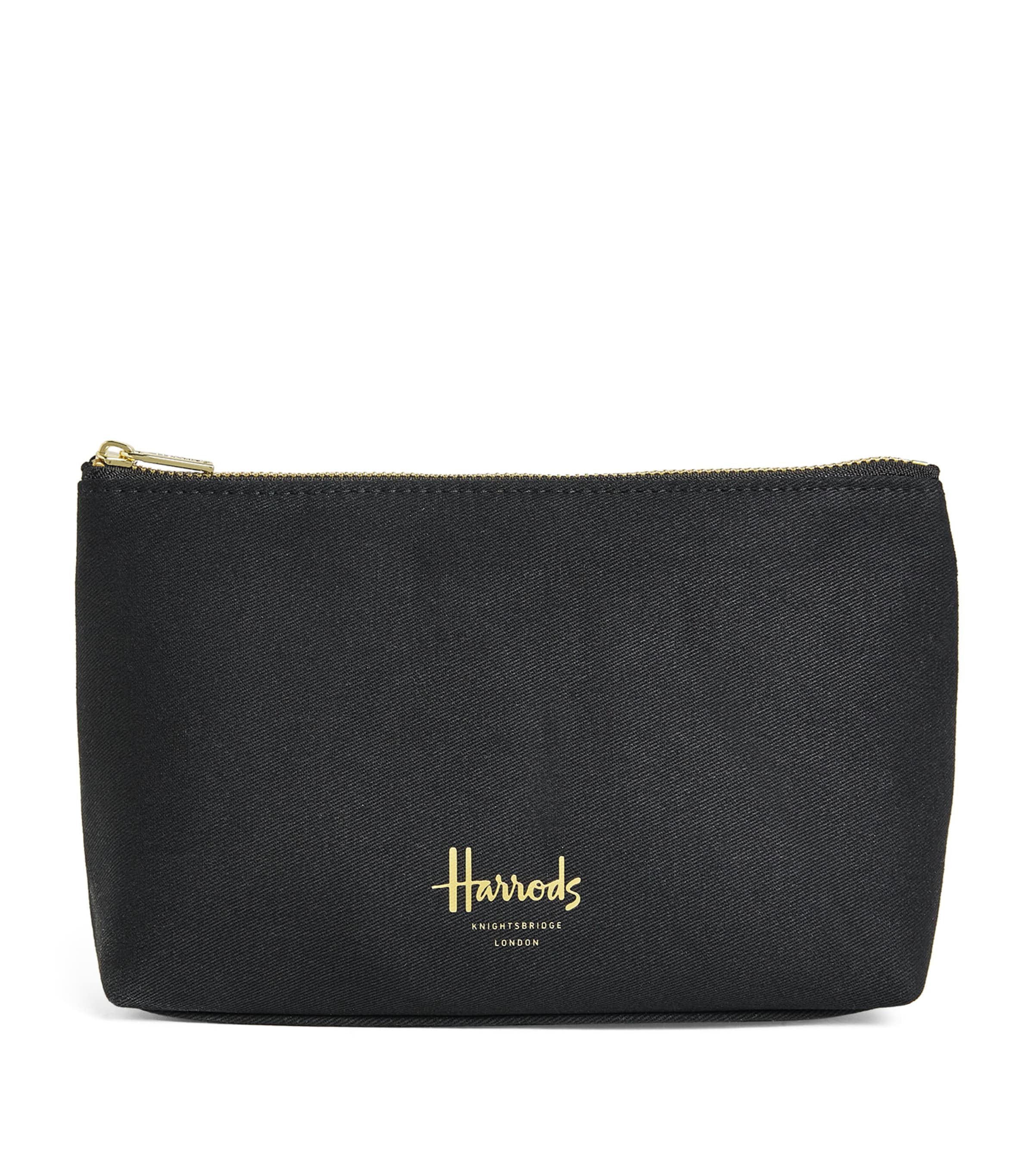 Harrods Medium Zipped Logo Cosmetic Bag Black Image 1